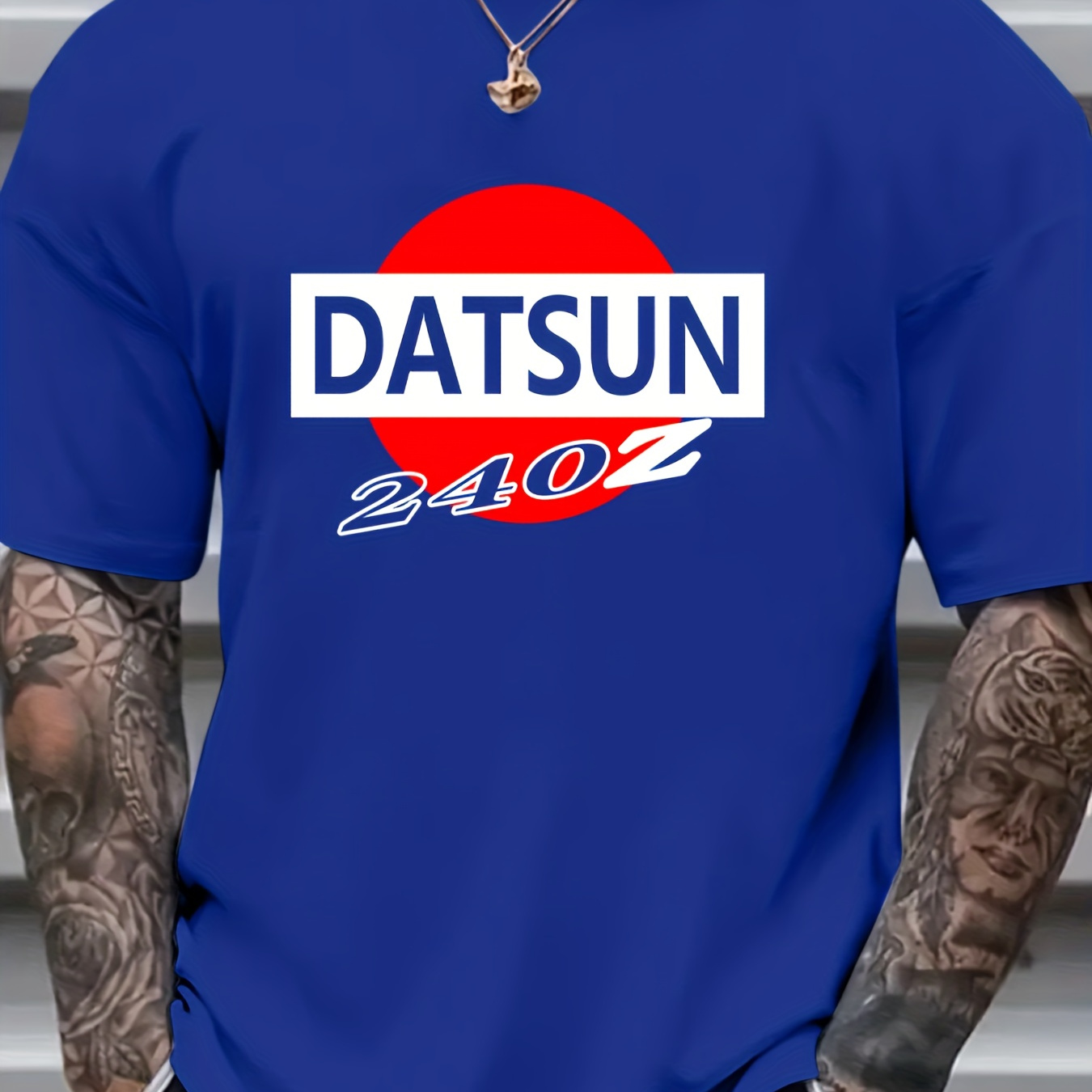 

Plus Size Men's "datsun" Graphic Print T-shirt, Summer Casual Fashion Short Sleeve Tees, Clothing For Males