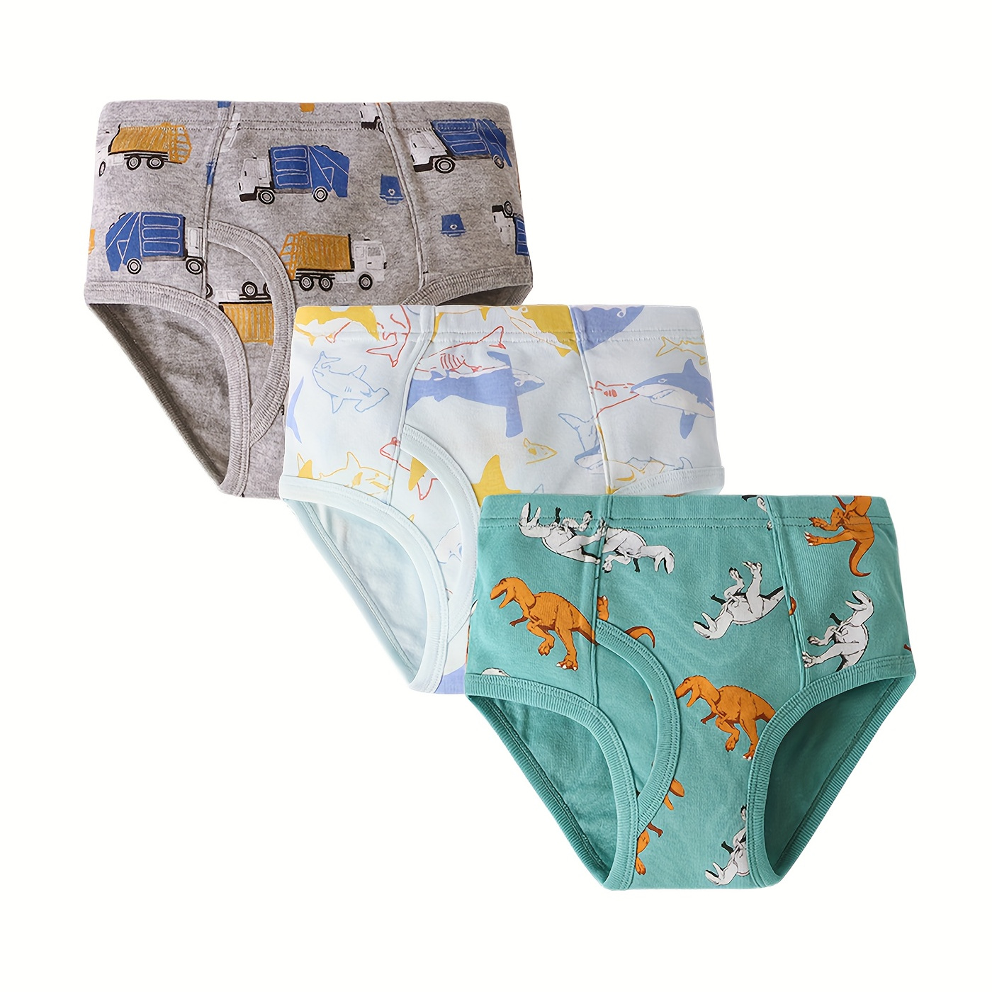 Baby Soft Underwear Little Boys Dinosaur Briefs Toddler Shark Undies  Children Truck Panties (Pack Of 6)