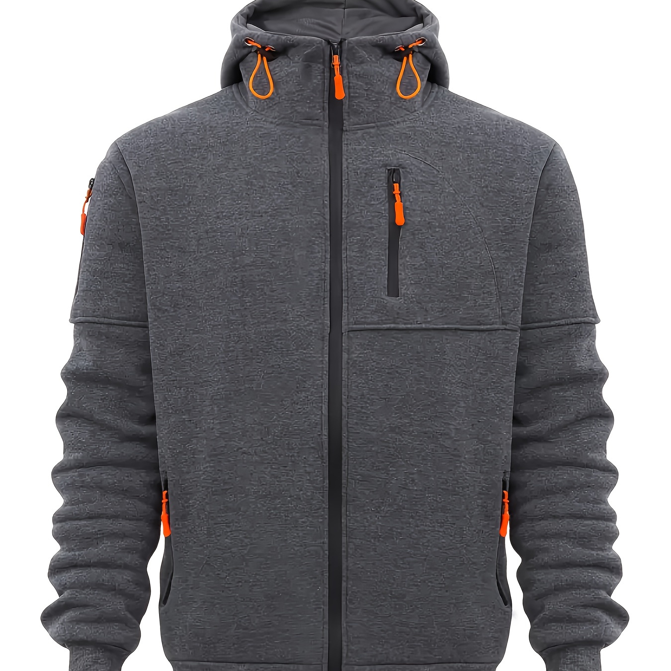 

[] Men's Casual Outdoor Hoodie - Lightweight Polyester, Zip-up With Side Pockets, Adjustable Drawstring Hood - Machine Washable, Ideal For Spring/fall, Zip Up Hoodie