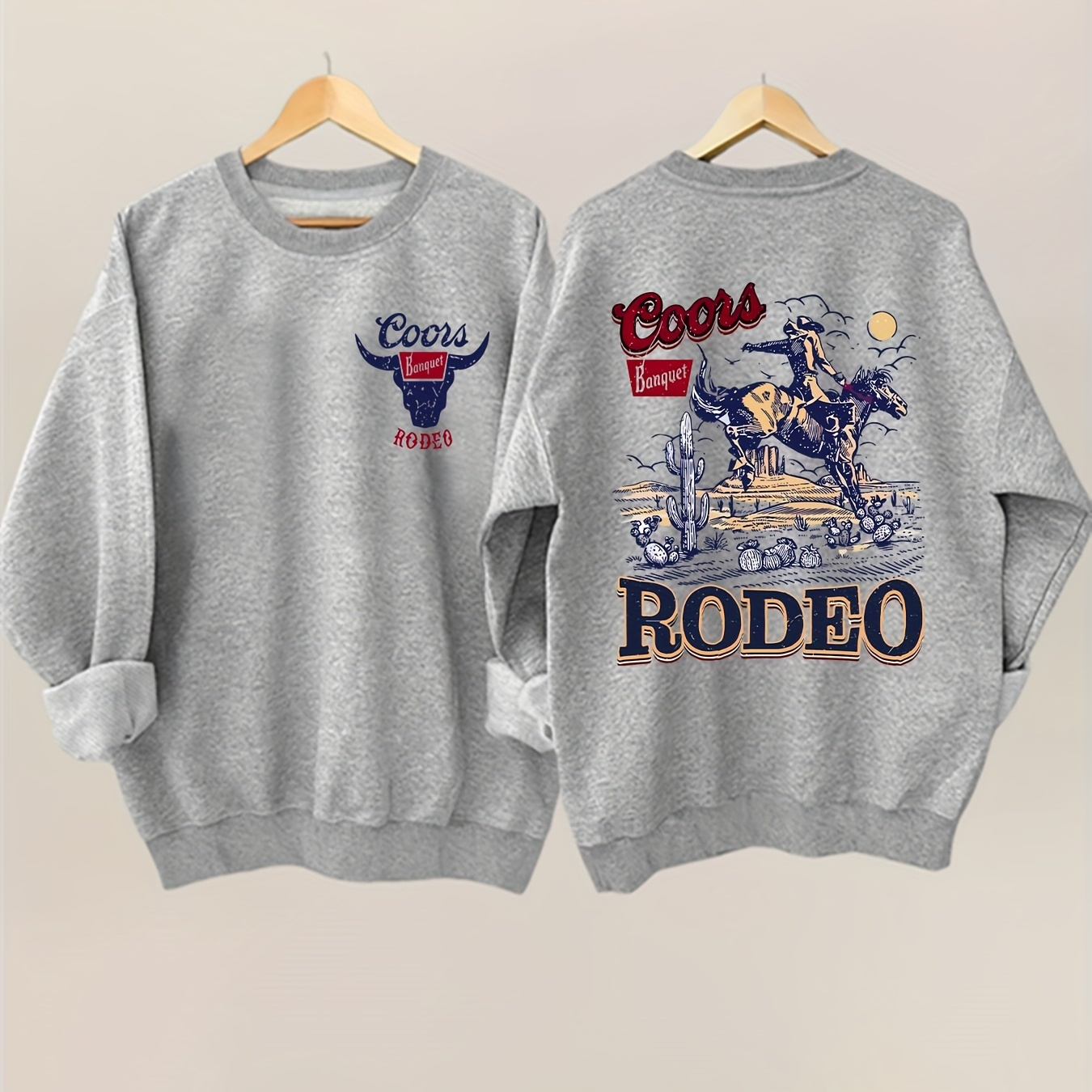 

Plus Size Letter Rodeo Print Sweatshirt, Casual Long Sleeve Crew Neck Sweatshirt, Women's Plus Size Clothing