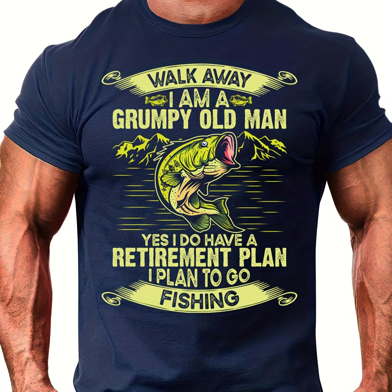 

Fishing Theme Pattern Print Men's Comfy Chic T-shirt, Graphic Tee Men's Summer Outdoor Clothes, Men's Clothing, Tops For Men, Gift For Men