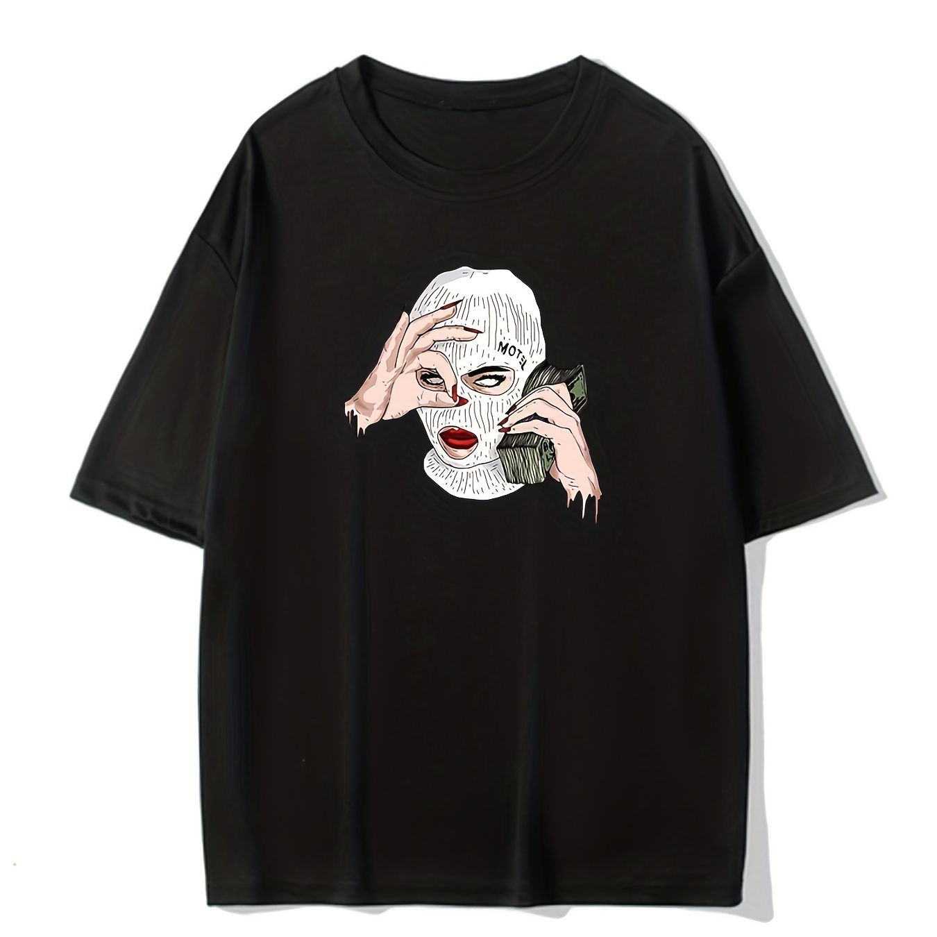 

Men's Casual Trendy Loose Funny Pattern Print Tees, Short Sleeve Crew Neck T-shirt For Summer Holiday