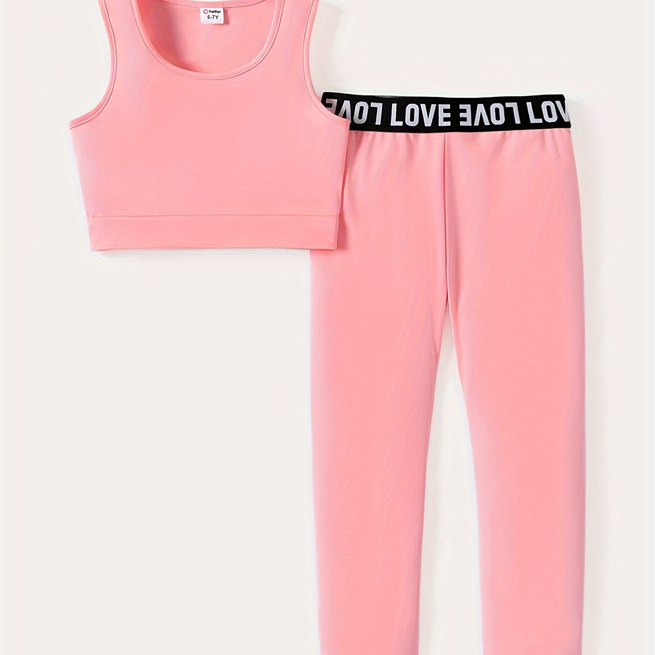 

Patpat 2pcs Kid Girl Solid Color Tank Top And Letter Print Leggings Set