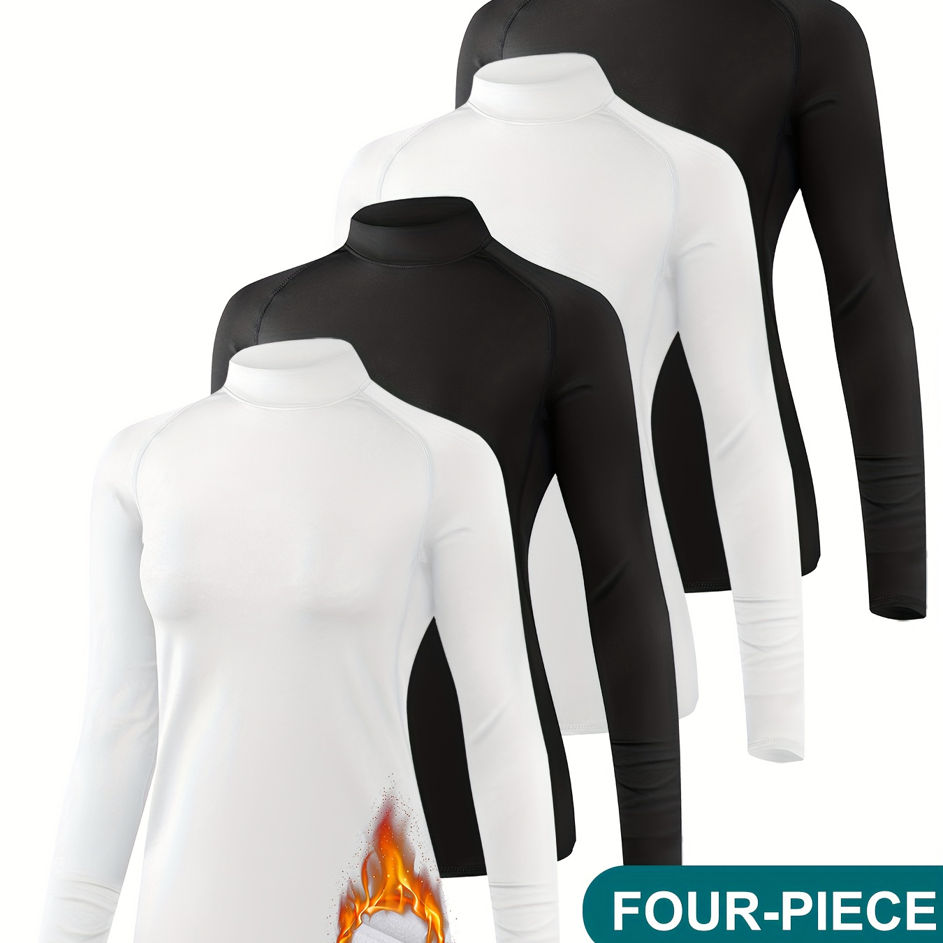 

Telaleo 4pcs Women's Thermal Turtleneck Sweaters - Long Sleeve, Mock Neck, Fleece Lined Base For Fall/winter