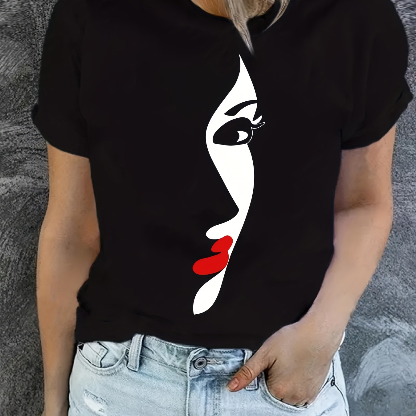 

Cartoon Graphic Print T-shirt, Short Sleeve Crew Neck Casual Top For Summer & Spring, Women's Clothing