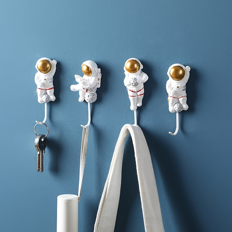 

1pc Astronaut Sticky Hooks - Strong Adhesive Coat Hangers For Wall Mounting, Kitchen, And Door Back - No Trace Fixer For Clothes And Accessories