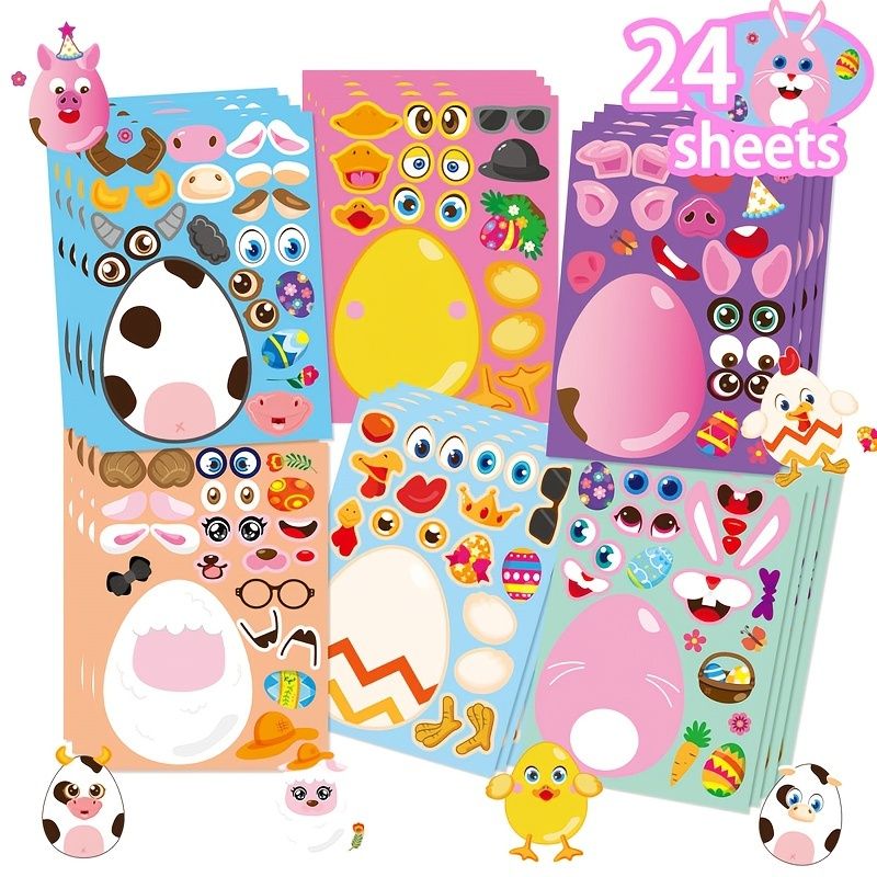 6pcs Easter Bunny Egg Chick Puzzle Fun Stickers Party - Temu