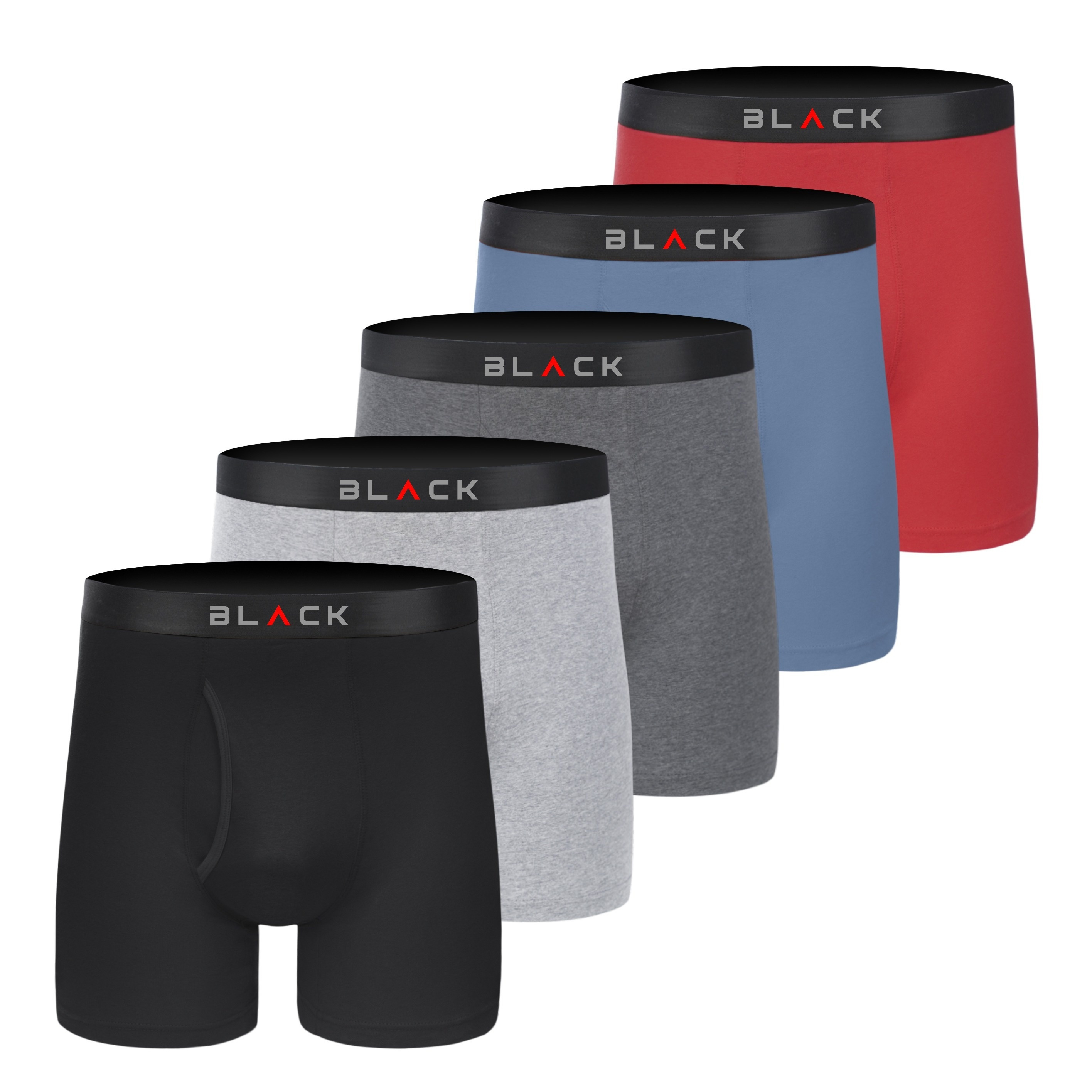 

5pcs Men's Solid Cotton Antibacterial Underwear, Casual Boxer Briefs Shorts, Breathable Comfy Stretchy Boxer Trunks, Sports Shorts