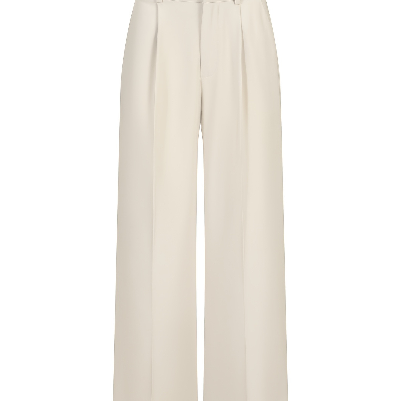 

Women's Chic Wide-leg Pants - High-waisted, Straight Cut, Casual Polyester Trousers, Machine Washable, Fashion