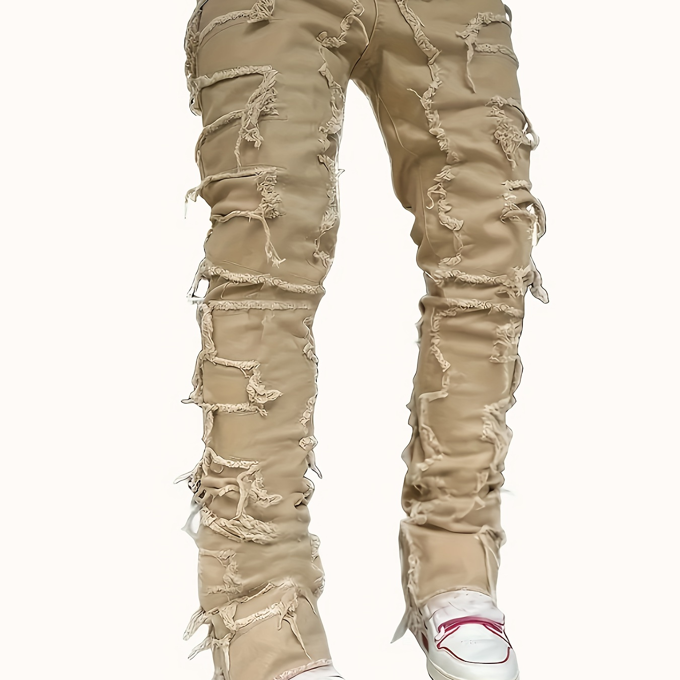 

Pantalon en jean effiloché pour homme avec poches, jean décontracté en coton pour les activités de plein air