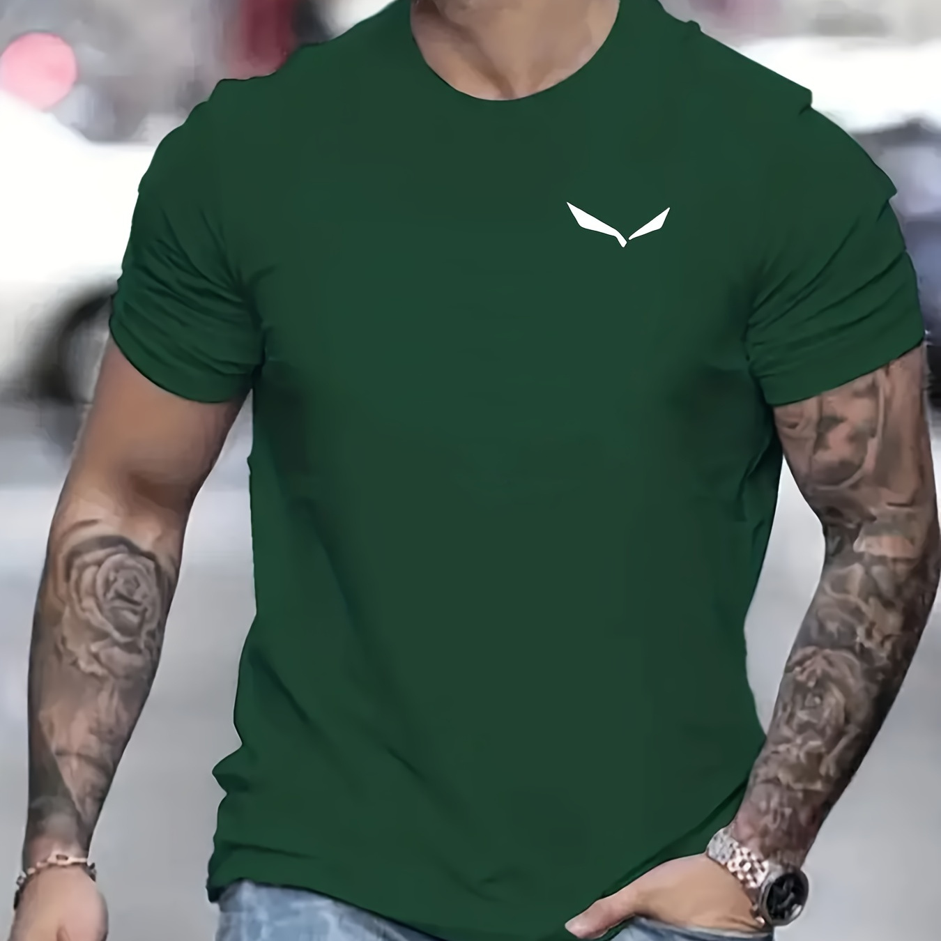 

Wings Print T Shirt, Tees For Men, Casual Short Sleeve T-shirt For Summer