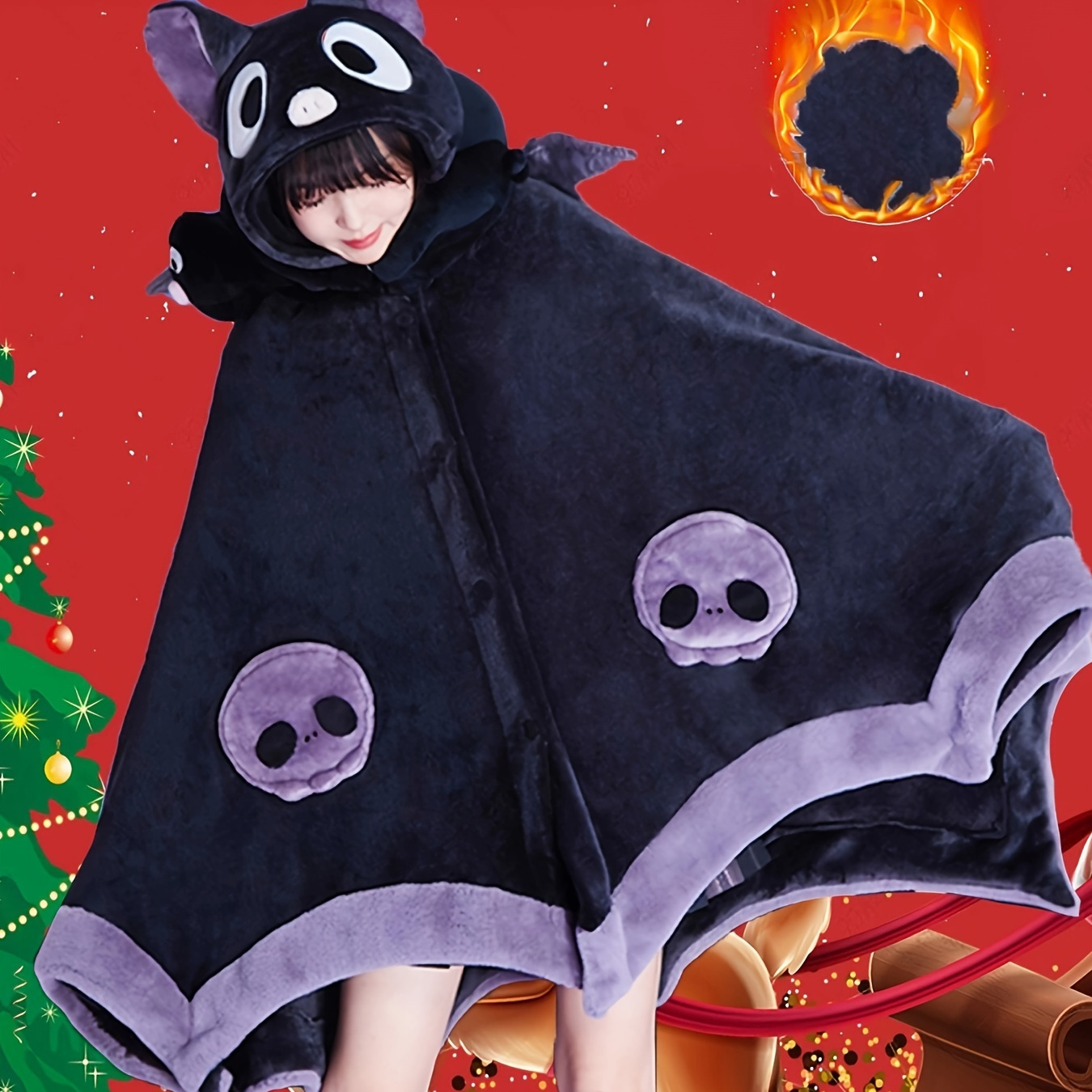 

1pc Bat Halloween - , , , Hooded, Polyester , , Knitted, , For /, Novelty Women's , Air Conditioning Blanket Ladies