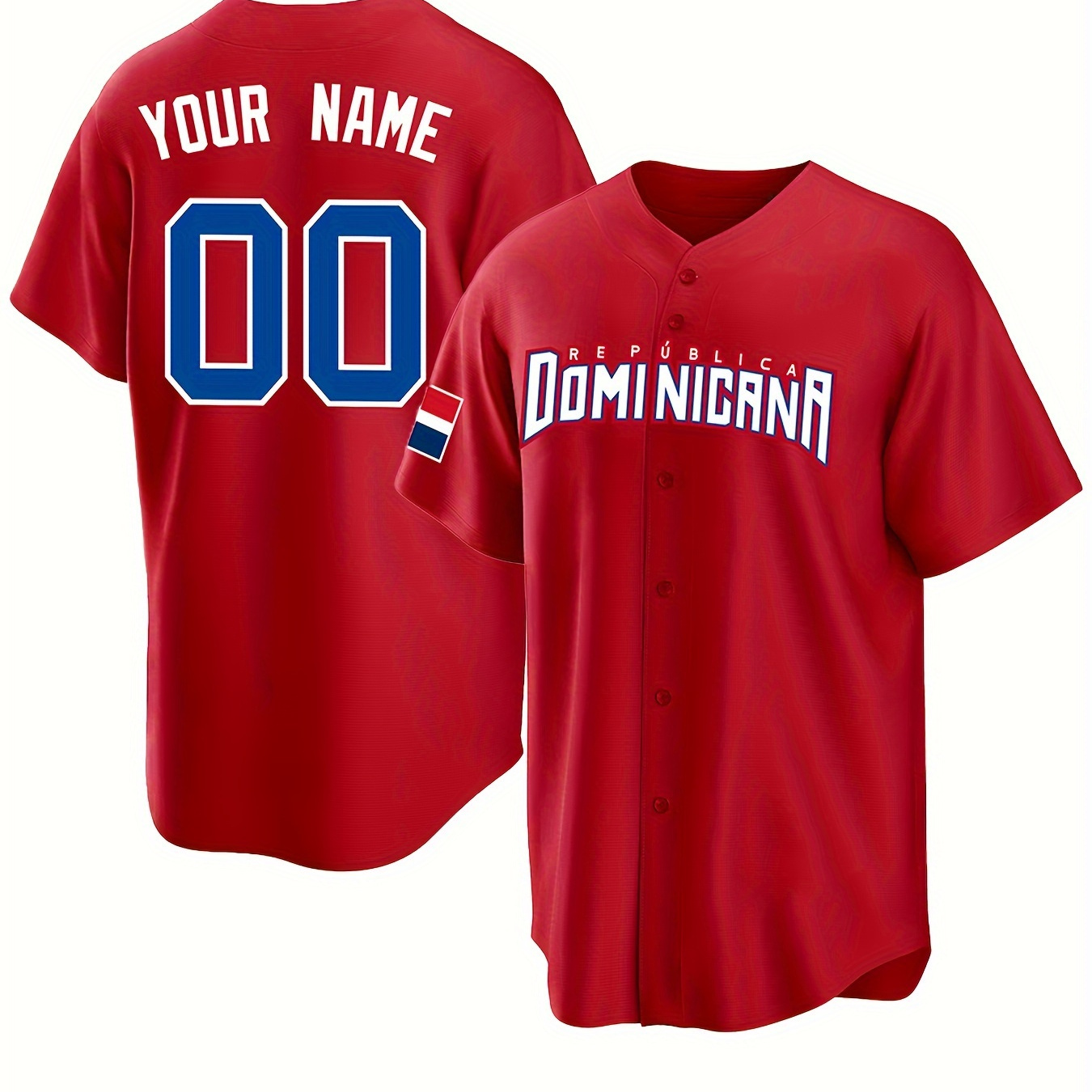 

Customized Name And Number Design, Men's Dominican Embroidery Design Short Sleeve Loose Breathable V-neck Baseball Jersey, Sports Shirt For Team Training