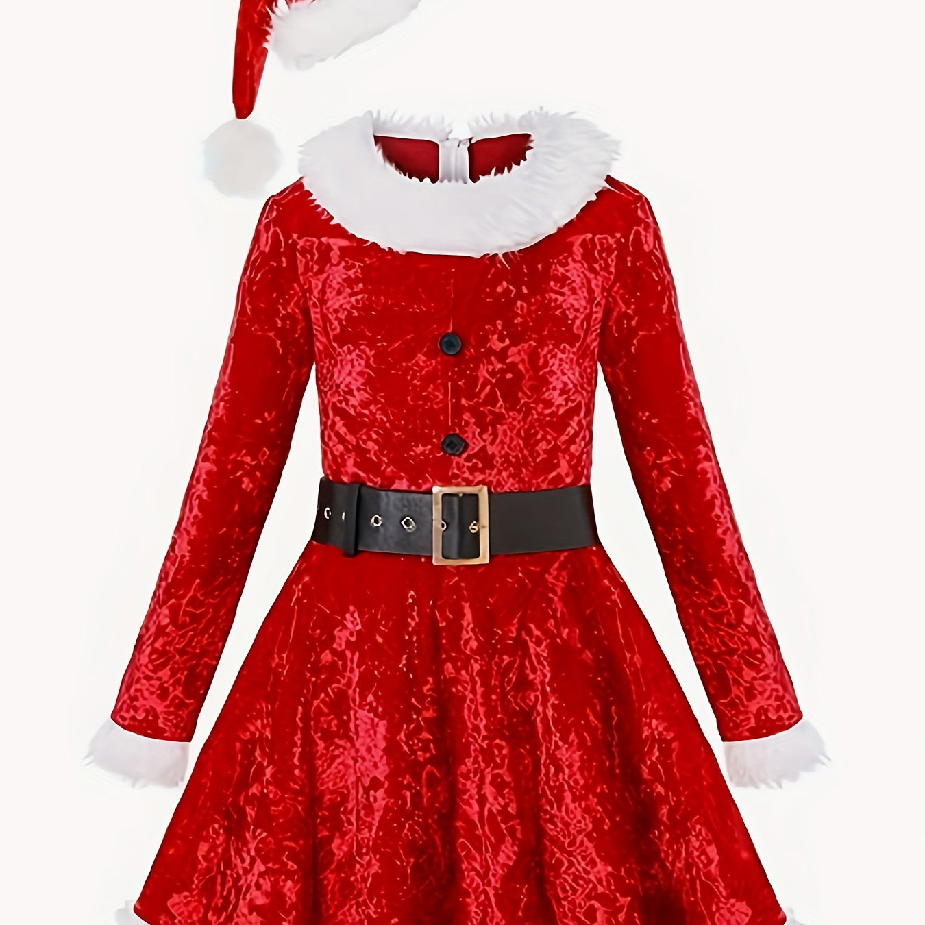 

Girls Christmas Outfits 2pcs Dress + Hat Set Christmas Elf Dress Set For Gift