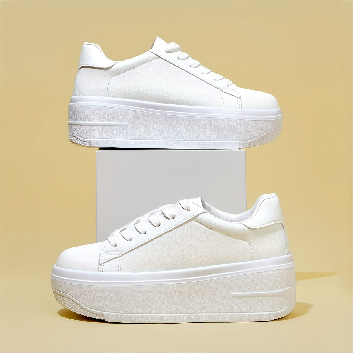 Womens All White Platform Sneakers - Temu