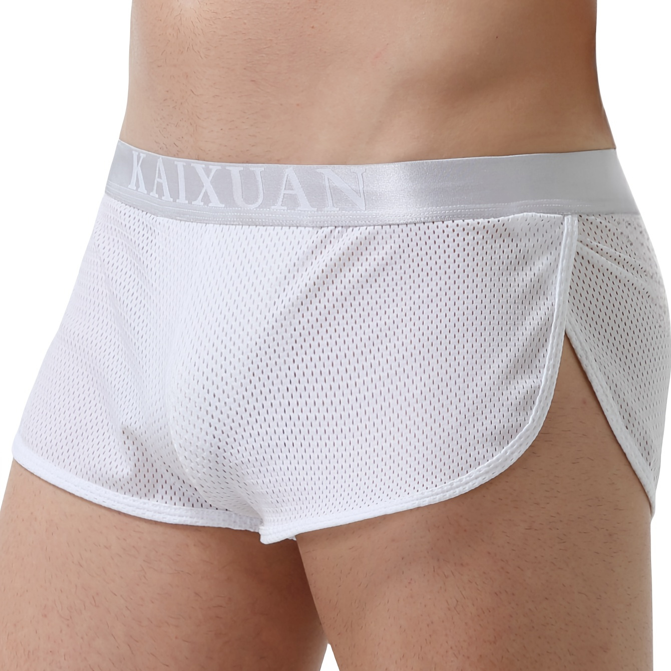 

Men's Trendy Letter Print Breathable Mesh Boxer Shorts, Casual Comfy Shorts Arrow Pants Elastic Loose-fit Shorts