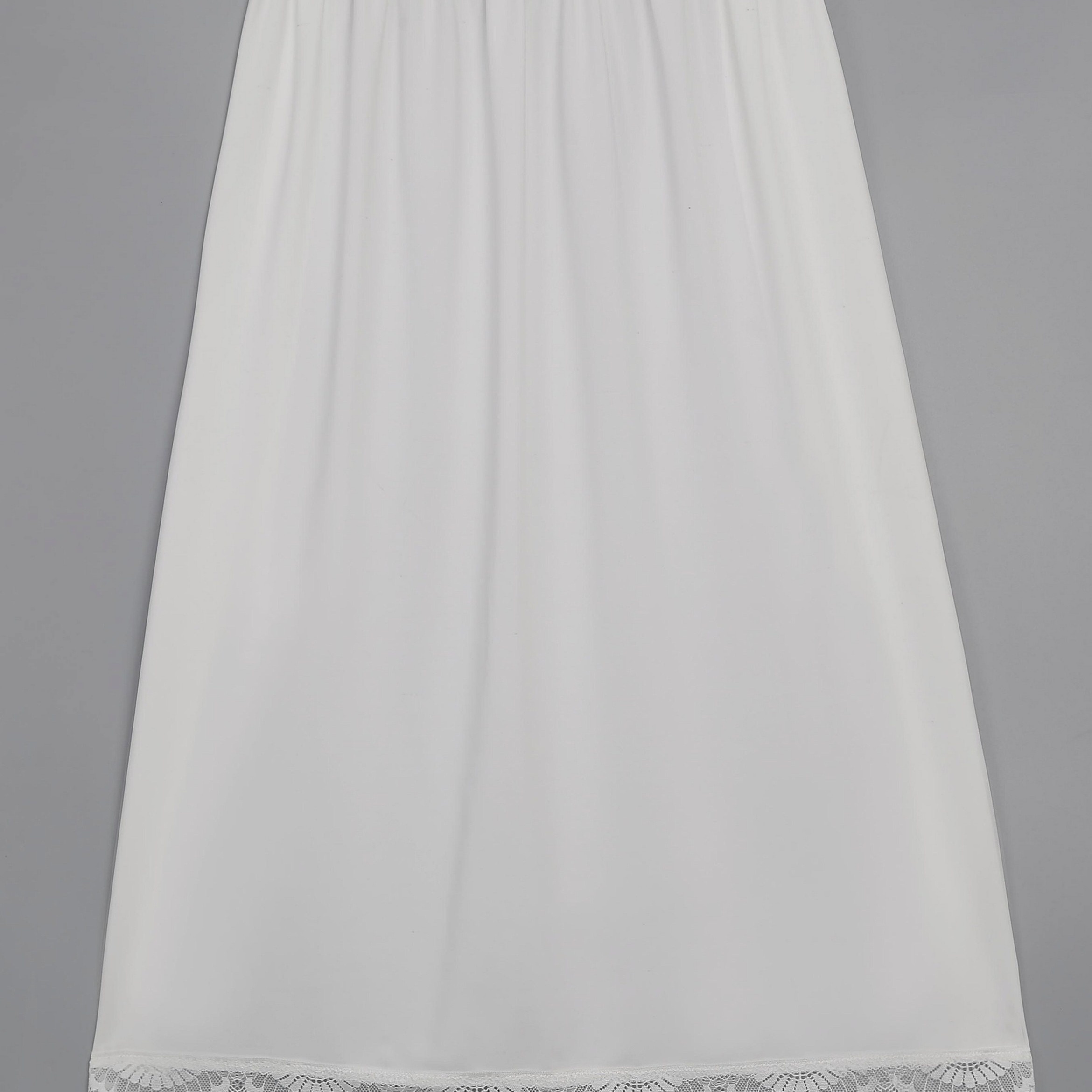 

Women's Midi Slip Skirt With Lace Trim - Elegant Half Slip, Semi-transparent, Hand Washable