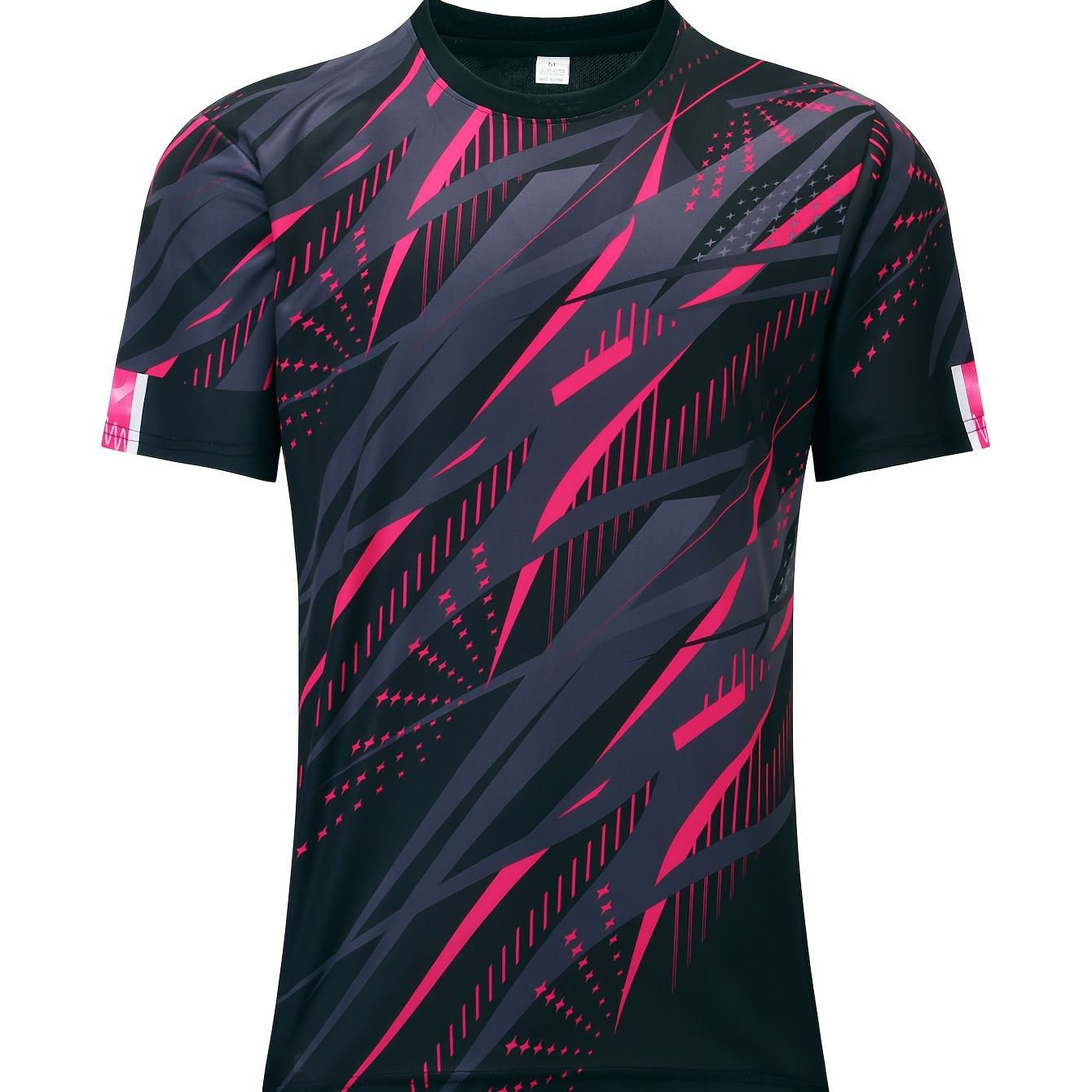 

Men's Stylish Stripe Pattern Print Short Sleeve Crew Neck , Summer Outdoor, Men's Breathable Training Top