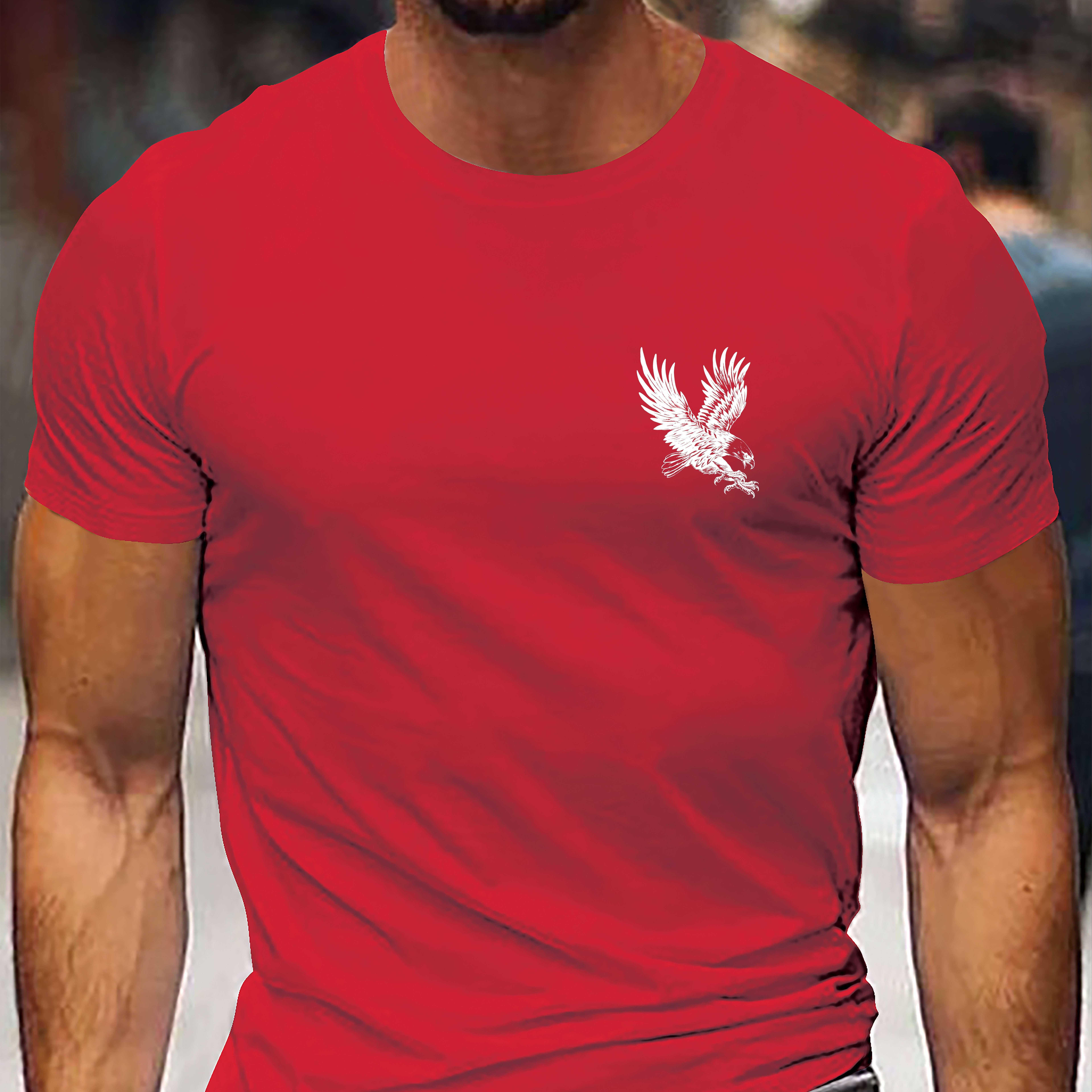 

Eagle Graphic Men's Short Sleeve T-shirt, Comfy Stretchy Trendy Tees For Summer, Casual Daily Style Fashion Clothing