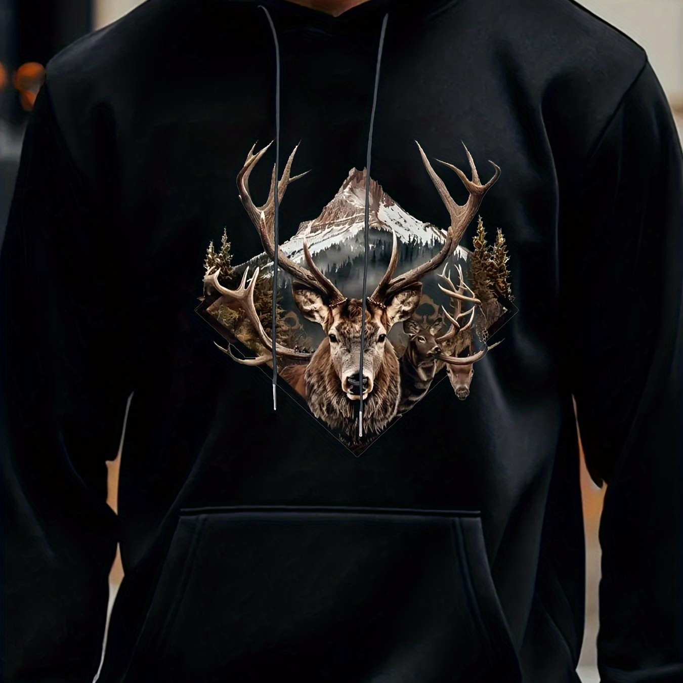 

Deer Elk Camouflage Graphic Printed Hoodies Trendy Casual Tops For , 280g