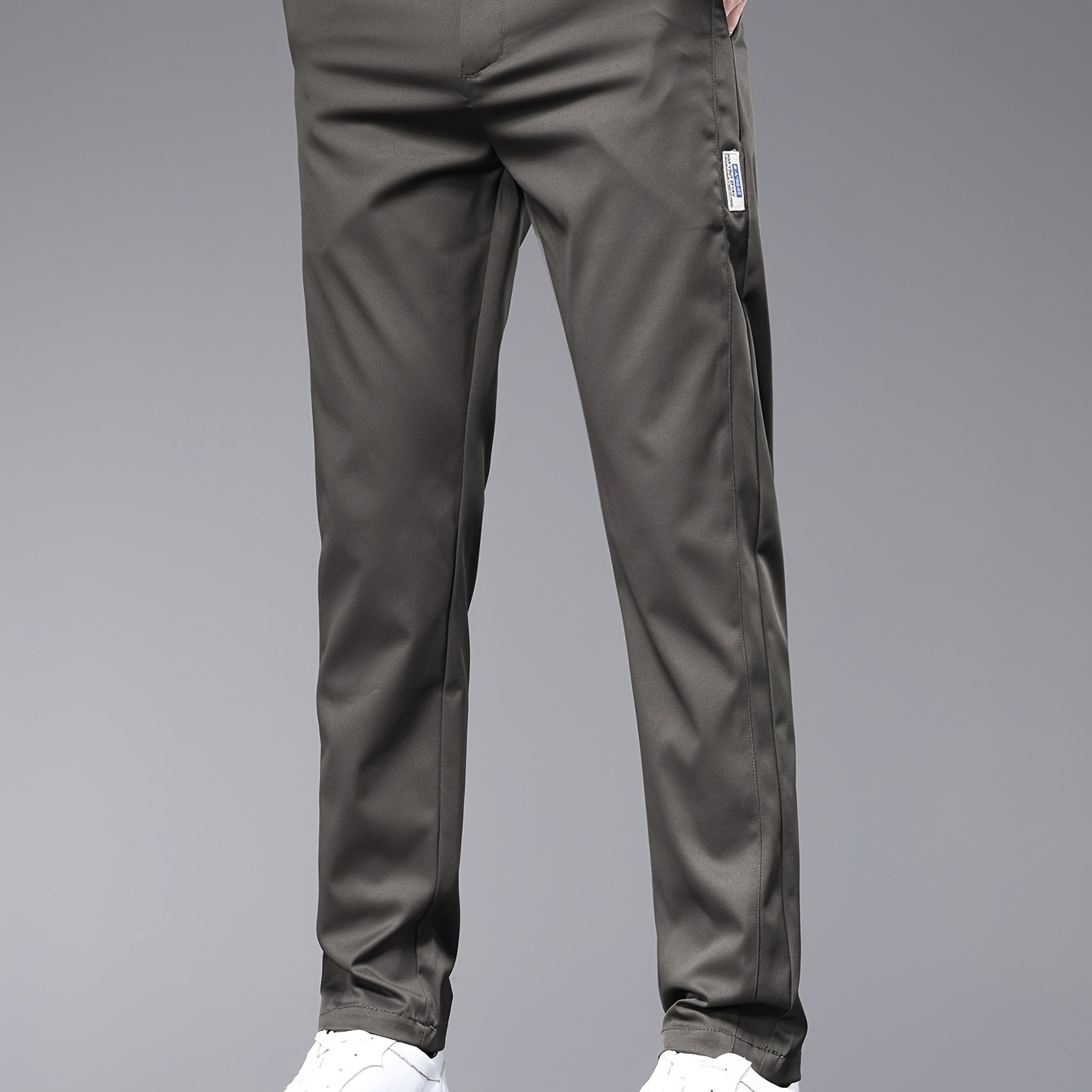 

Men's Solid Casual Fashion Pants For Spring Fall, Versatile Trousers For Males