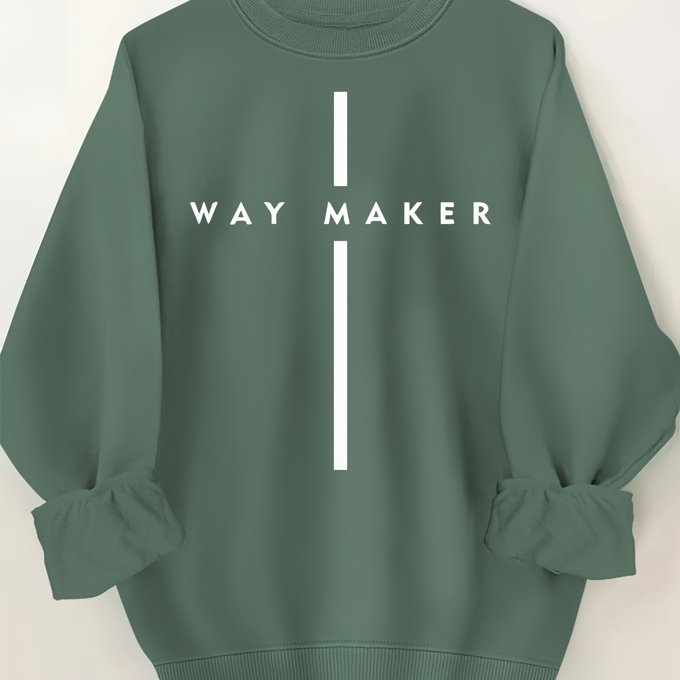 

Trendy Oversized, Women's Plus Size '' Letter Print Sweatshirt - Cozy Polyester, Round Neck Pullover For All