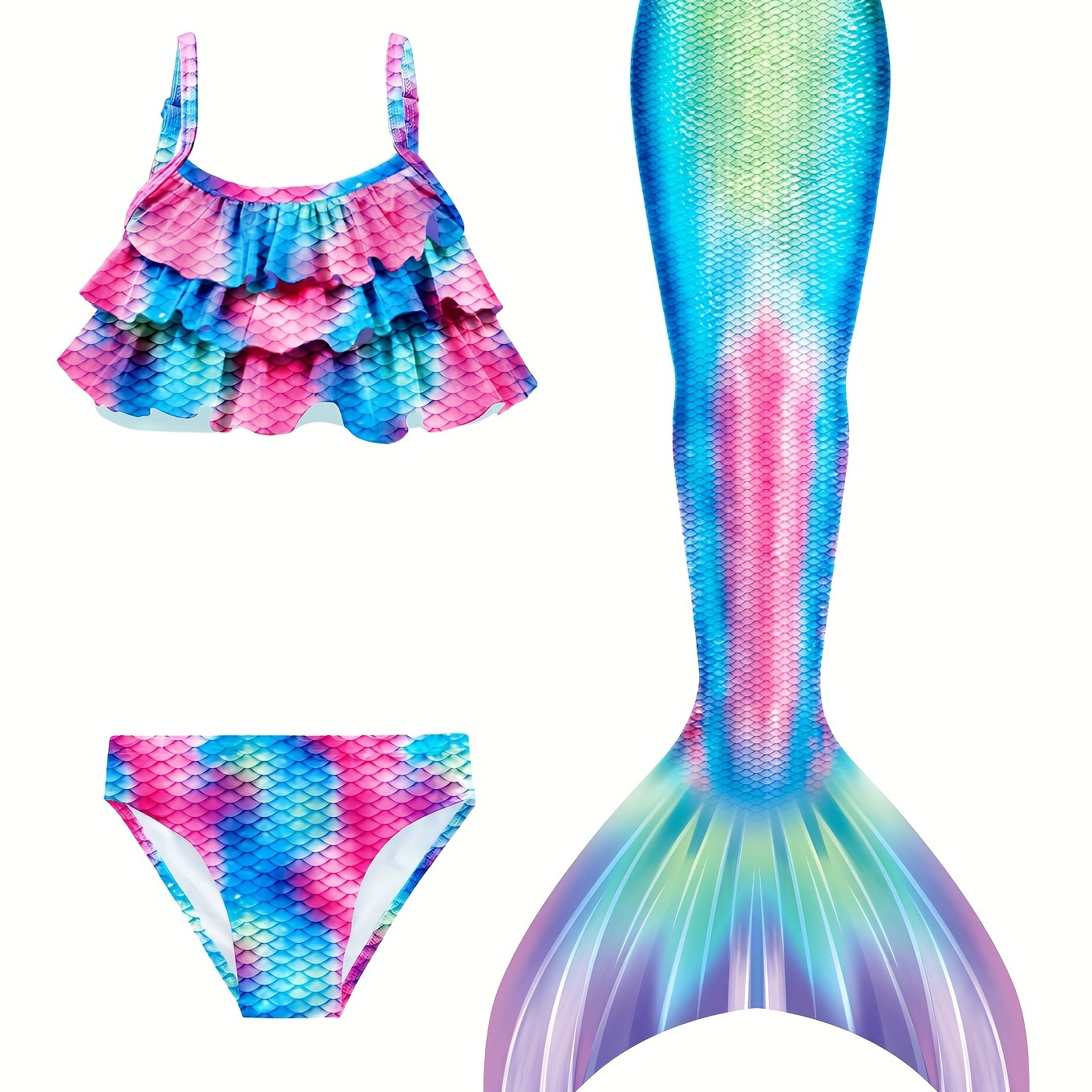 Coral Carnival Girls Swimsuit, Swimmable Mermaid Fun
