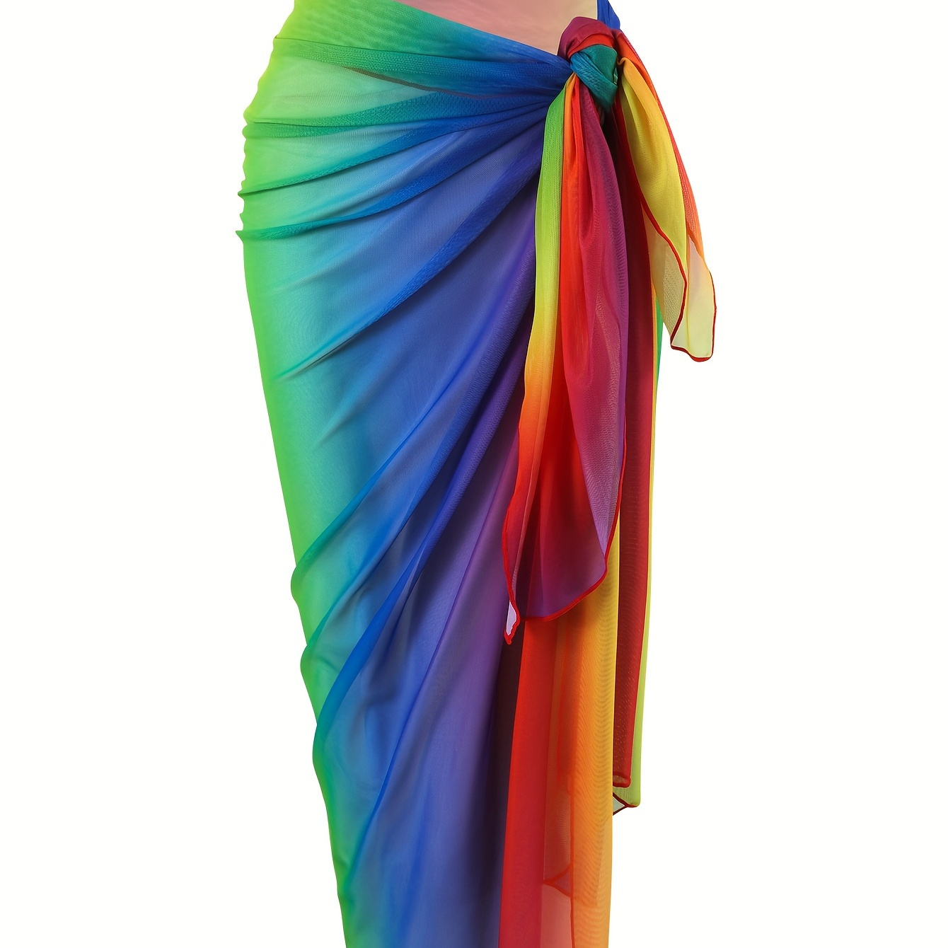 

Women's Fashion Bohemian Style Beach Sarong, Tie-dye Wrap Skirt, Semi-sheer Colorful, Lightweight, Summer Cover-up