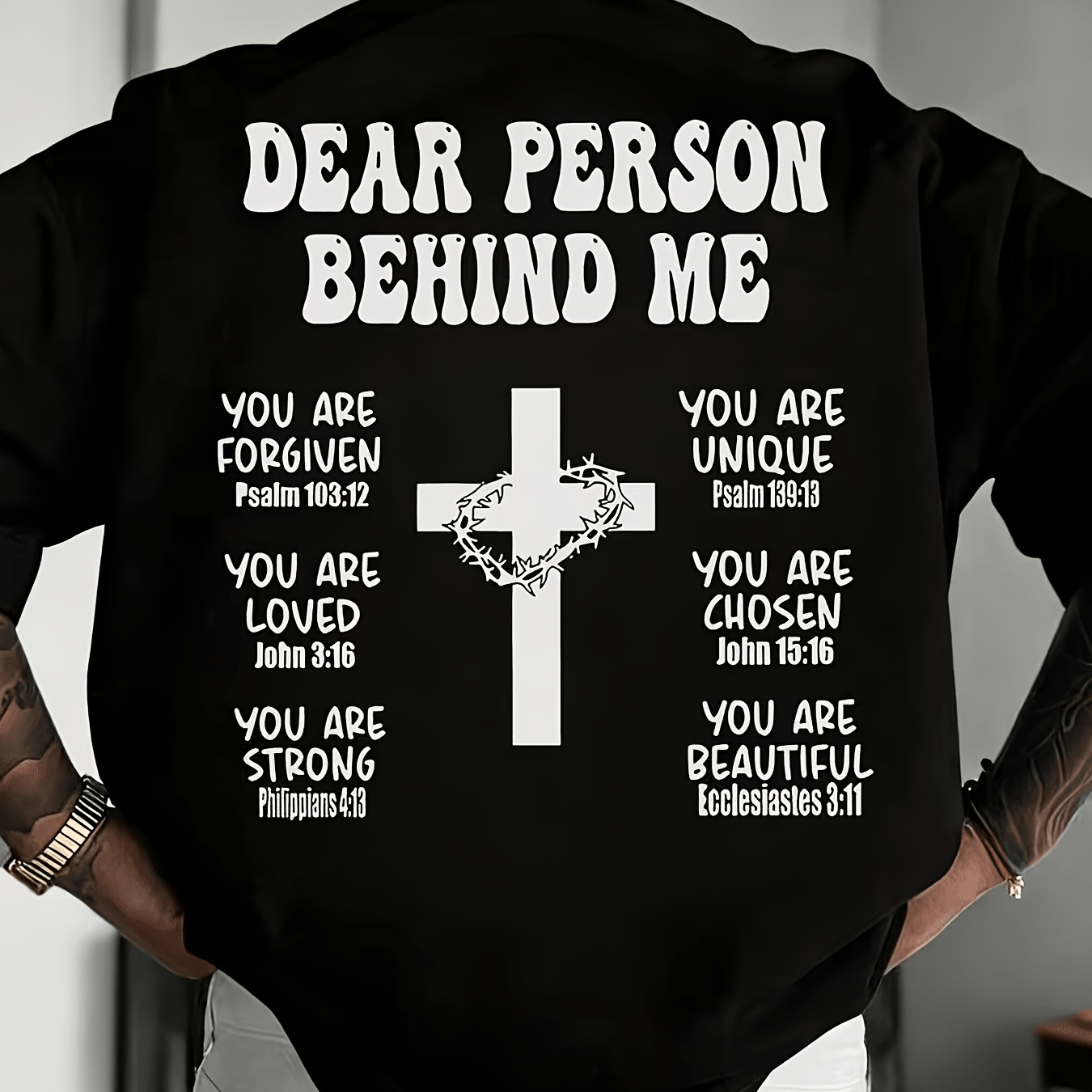 K-GLORY *'s Casual Multi-functional Basic English Short-Sleeve T-shirt &amp; Cross Design Short-Sleeve T-shirt image 4