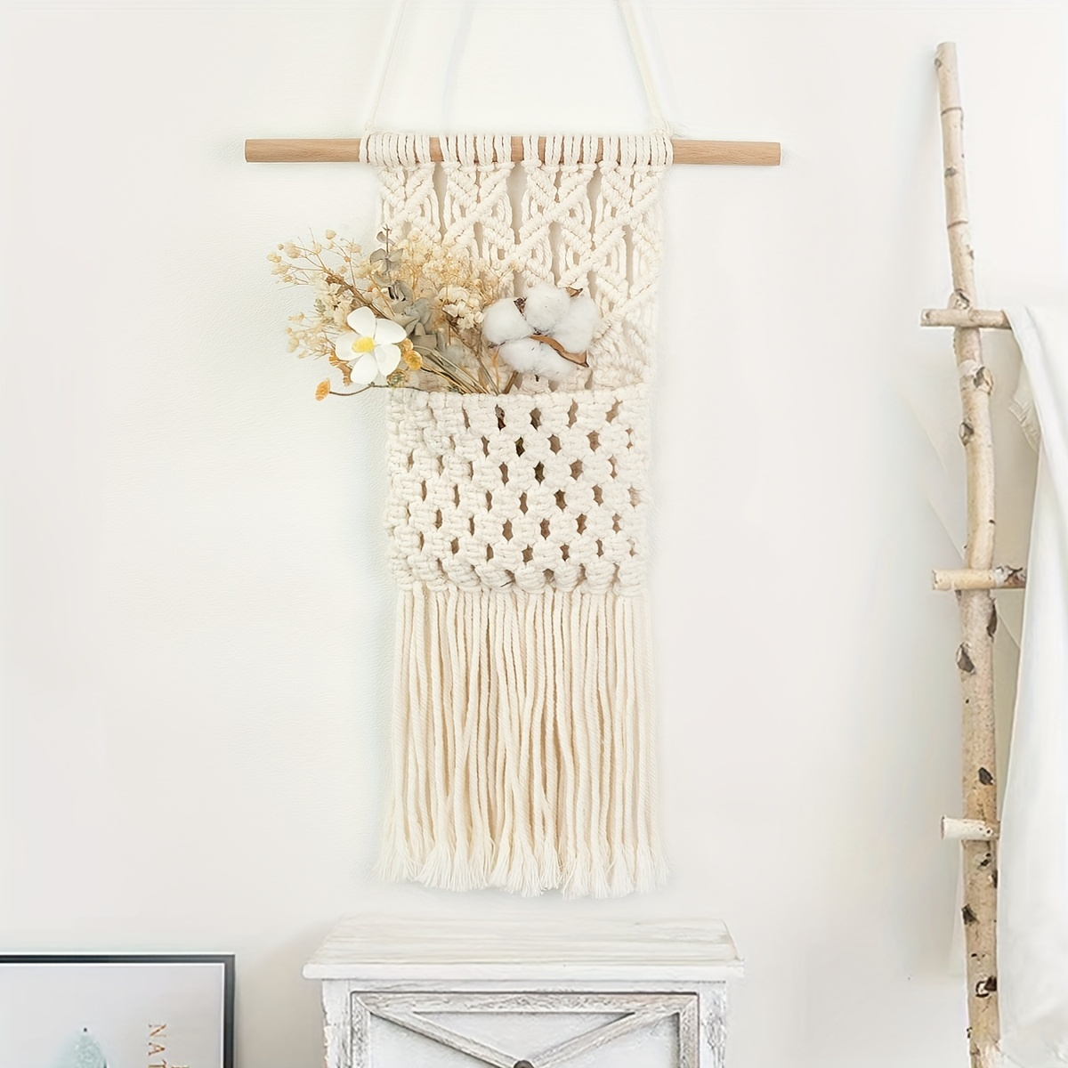 Handmade Macrame Hanging Wall Basket Perfect Boho Wall Decor - Temu Austria