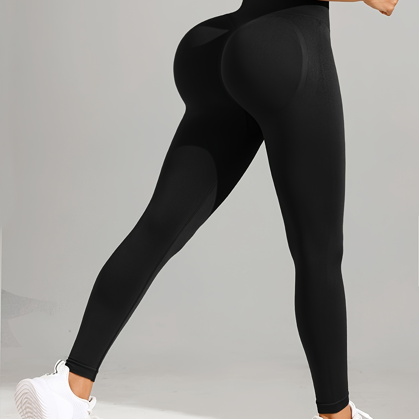 

Pantalon D'entraînement de Yoga Extensible de Couleur Unie, Leggings de Sport de Course À Pied Taille Haute, Vêtements de Sport Pour Femmes