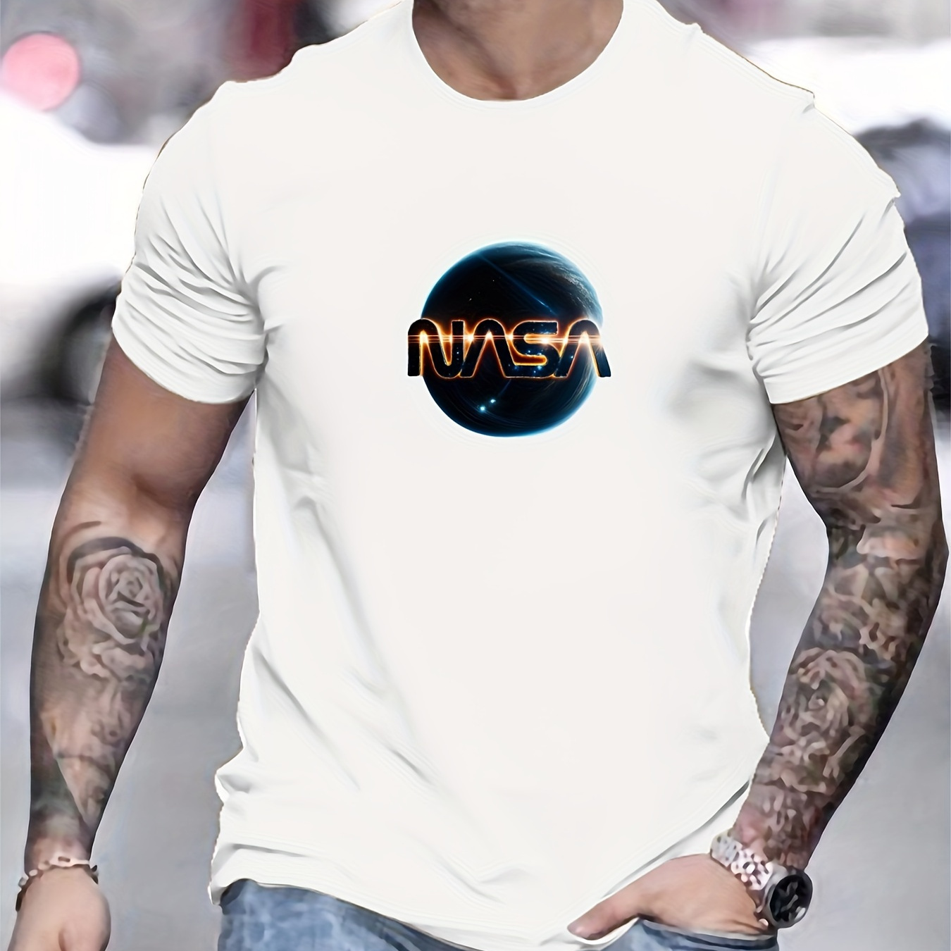 

Unique Nasa, Cool Print Tees For Men, Casual Short Sleeve T-shirt For Summer In