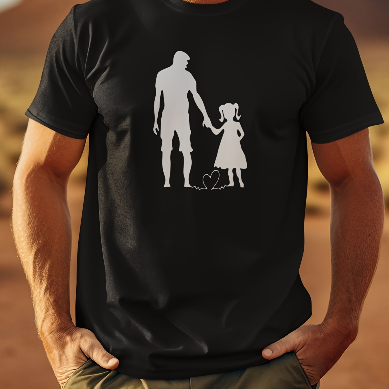 

Father And Daughter - Father's Day Gifts - Men's Front Printed Short Sleeved T-shirt - Machine Washable, Elegant Round Collar Tops