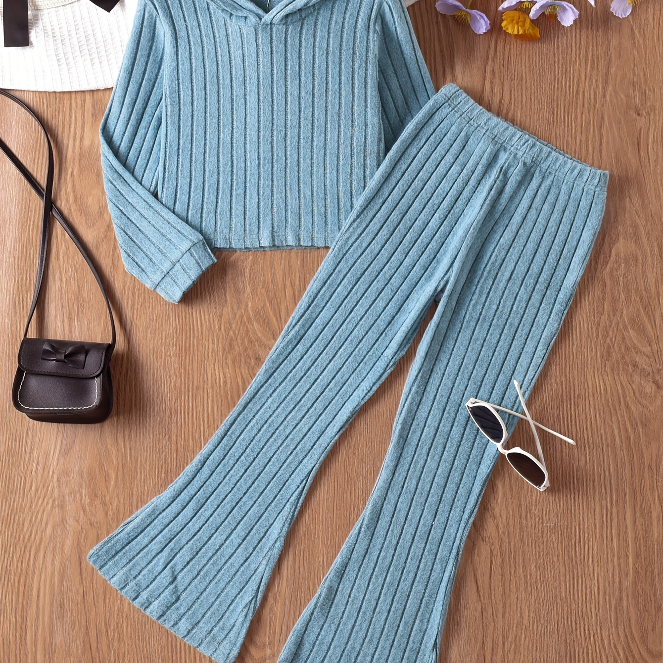 

' Knit Set, Long Top And Leg Pants, And Elastane , And Comfortable Outfit For School Or
