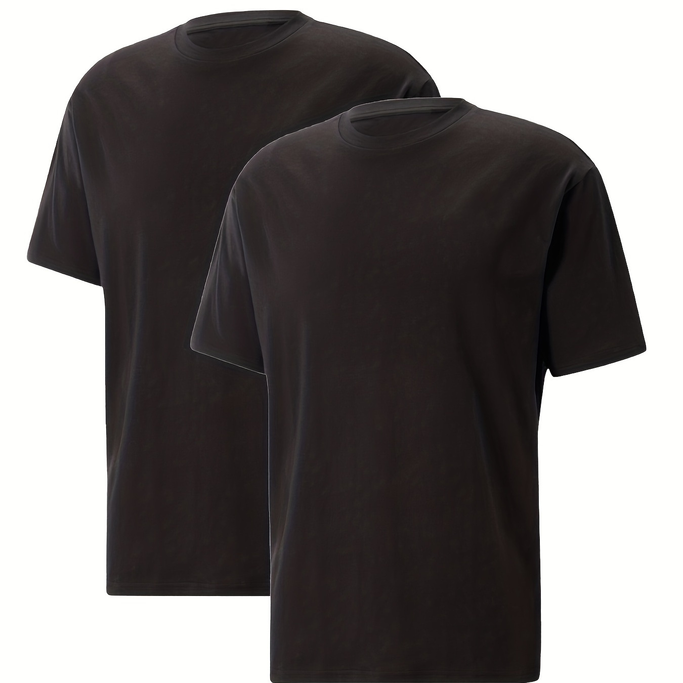 4 Uds. Camisetas Cómodas Informales Hombre Camisetas Negras - Temu