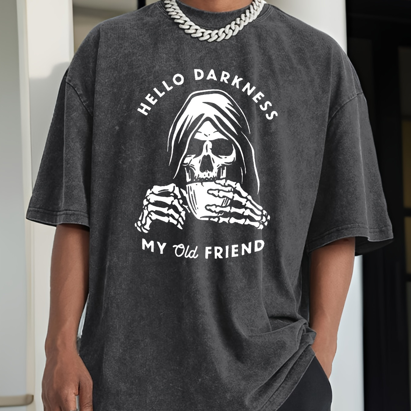 

Men's Reaper Skull Graphic T-shirt Cotton Oversized T-shirt Do-over Classic Model Short Sleeve Vintage Street Casual T-shirt Tops Streetwear Round Neck