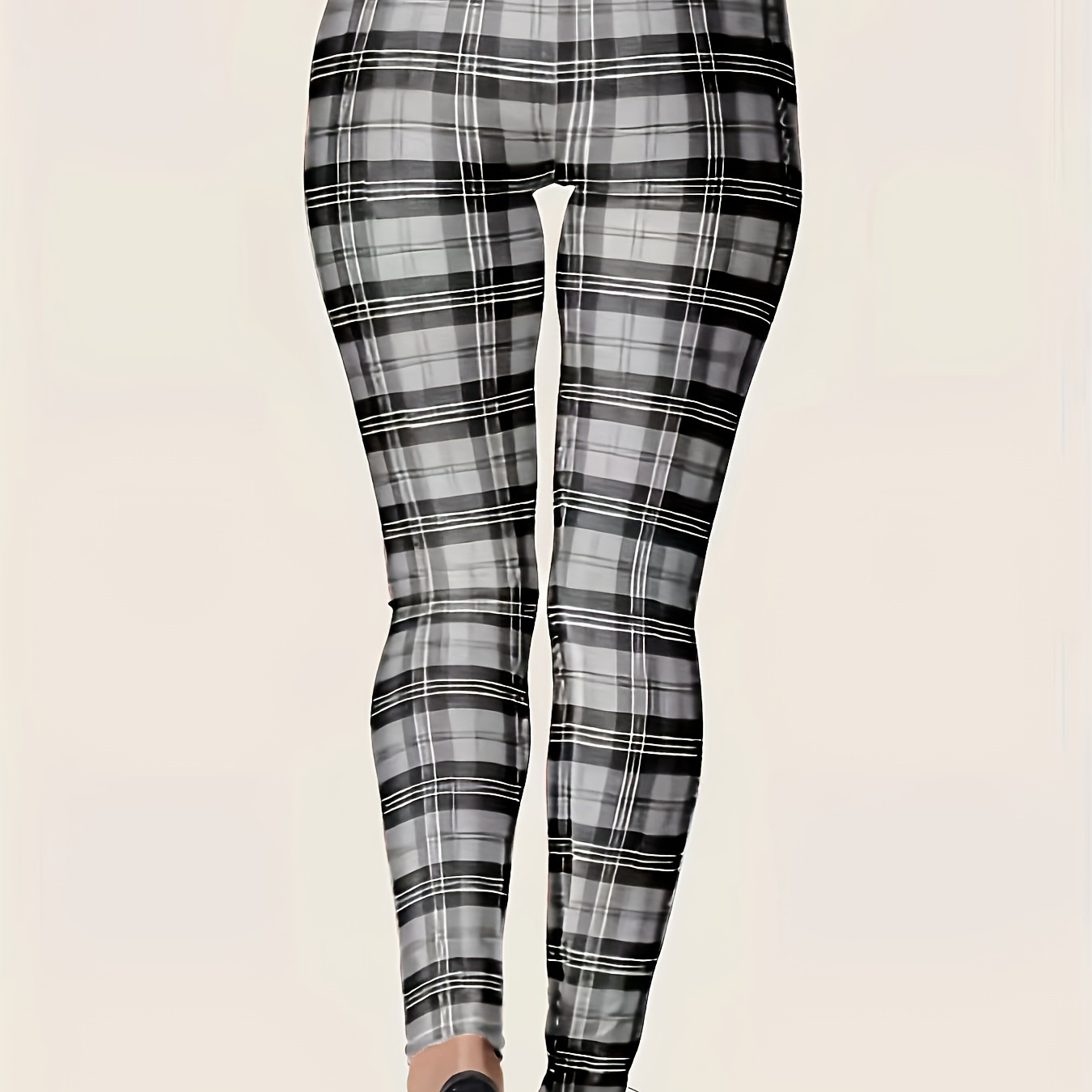 

Leggings Extensibles à Carreaux pour Femmes - Taille Haute Décontractée, Coupe Slim, Lavables en Machine pour Automne/Hiver