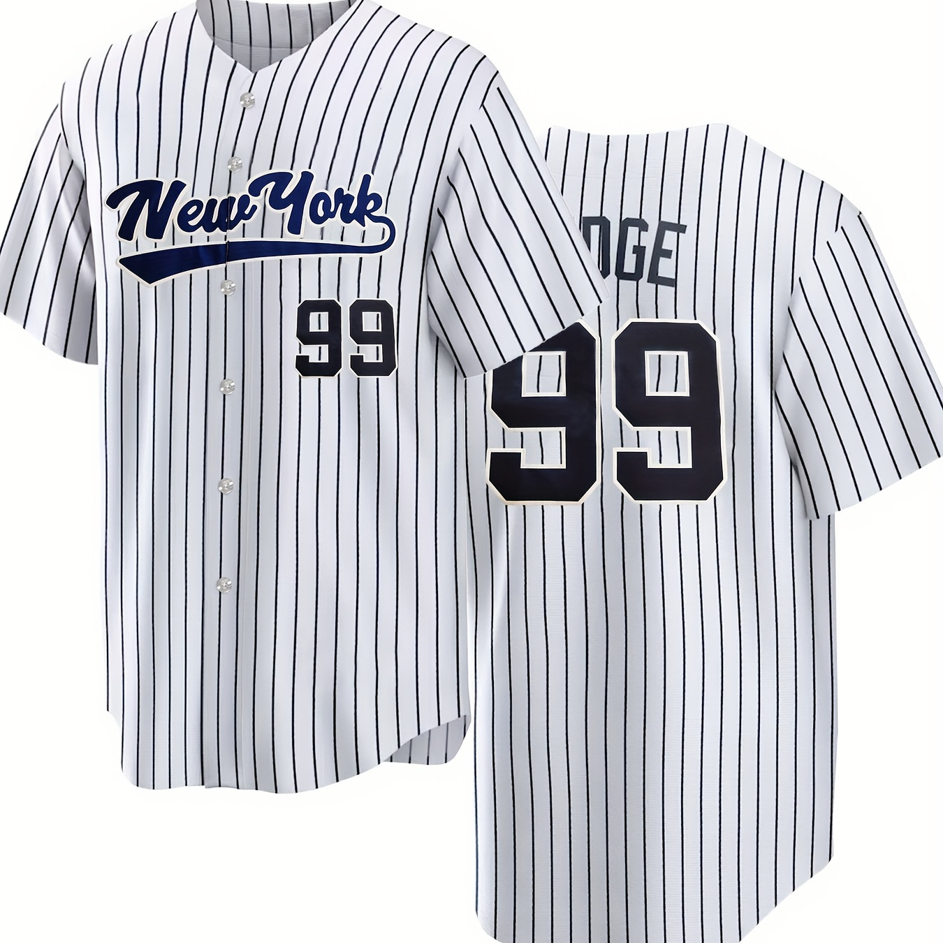 

Classic Letter & Number 99 Embroidered Design, Men's Striped Baseball Jersey, Short Sleeve Breathable Shirt For Training And Competition
