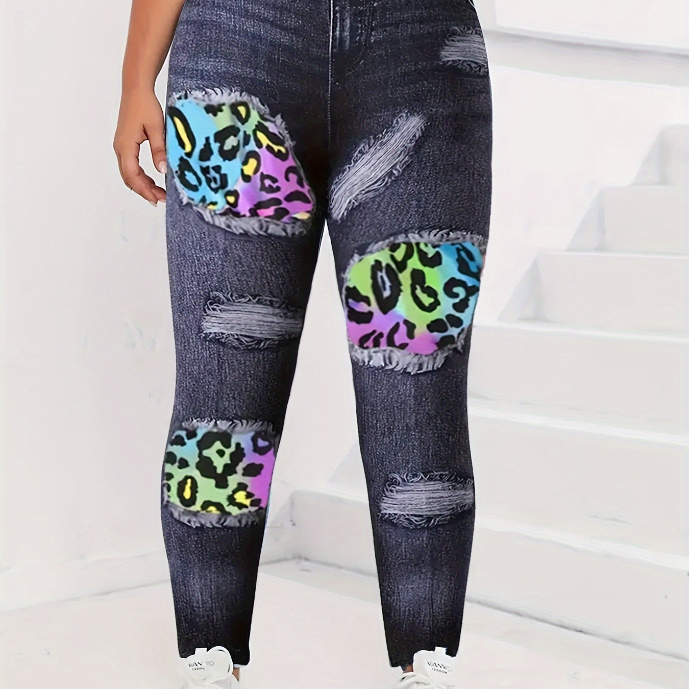 

Girls Casual Imitation Denim Print Pants Comfy Pants Outdoor Gift