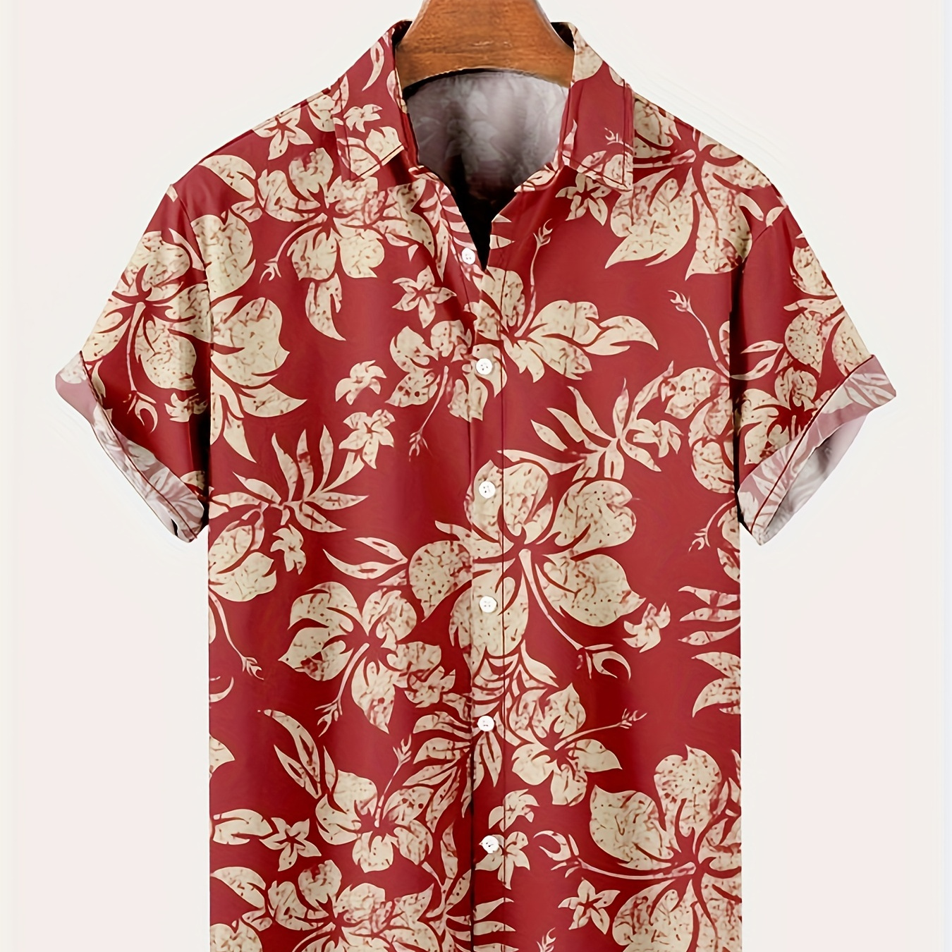 

Men's Tropical Floral Print Hawaiian Shirt - Casual Summer Style With Short Sleeves, Button-up Collar, Lightweight Polyester , Ideal For Beach & Wear