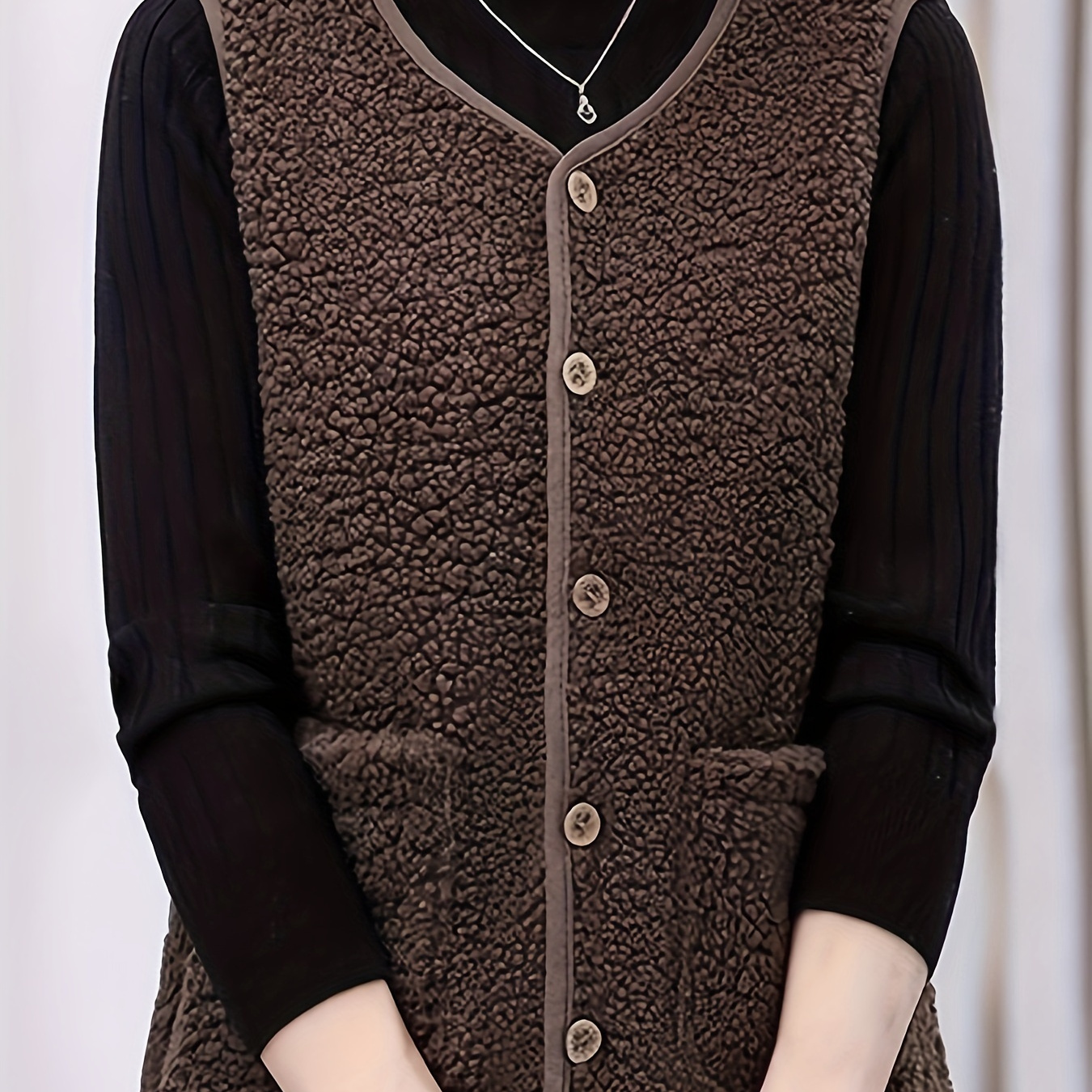 

Gilet à poches simple boutonnage, vêtement d'extérieur polyvalent sans manches pour l'automne et l'hiver, vêtements pour femmes