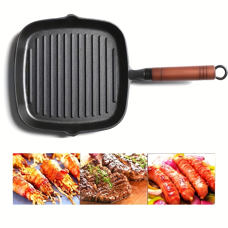 The Cast Iron Sausage Pan Pre Seasoned Square Grill Pan For - Temu