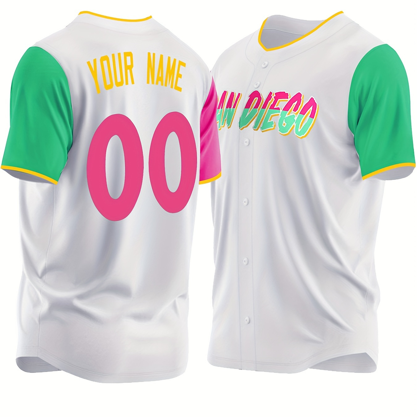 

Custom Men's Baseball Jersey - Polyester V-neck Sports Jersey With Slight Stretch Fabric, Embroidered, Loose Fit For Casual And Athletic Occasions - Personalized & Numbers For Adults And Teens