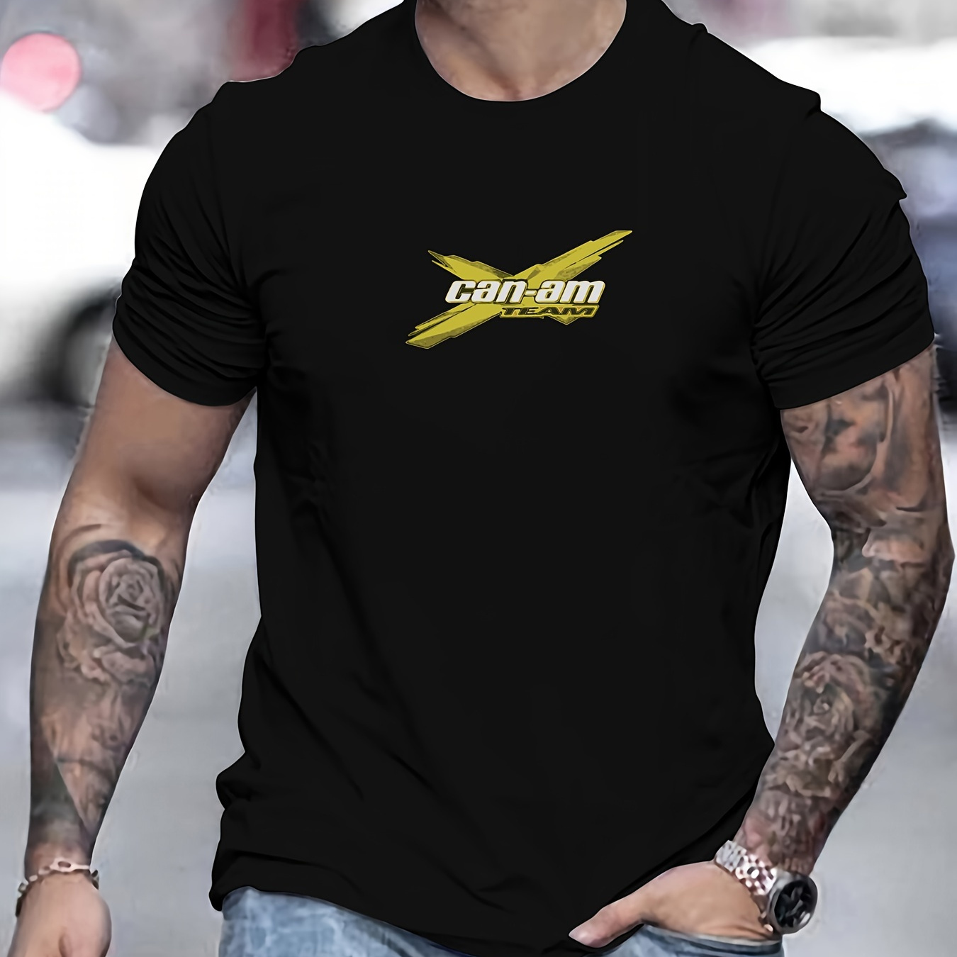 

Men's Graphic T-shirt, Summer Casual Round Neck Short Sleeve, Polyester Blend, Regular Fit, Solid Color, Adult Unisex Top