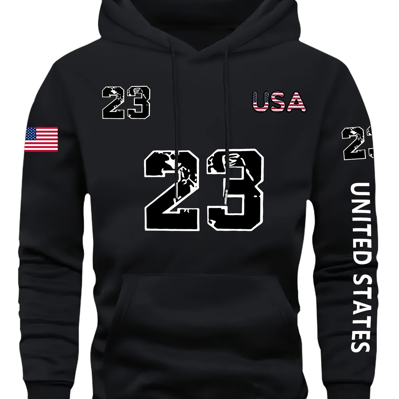 

Stylish Number 23 Print, Men's Fashion Casual Hoodie With Drawstring, Comfy Long Sleeve Pullover Hoodie, Ideal For Daily And Outdoor Wear