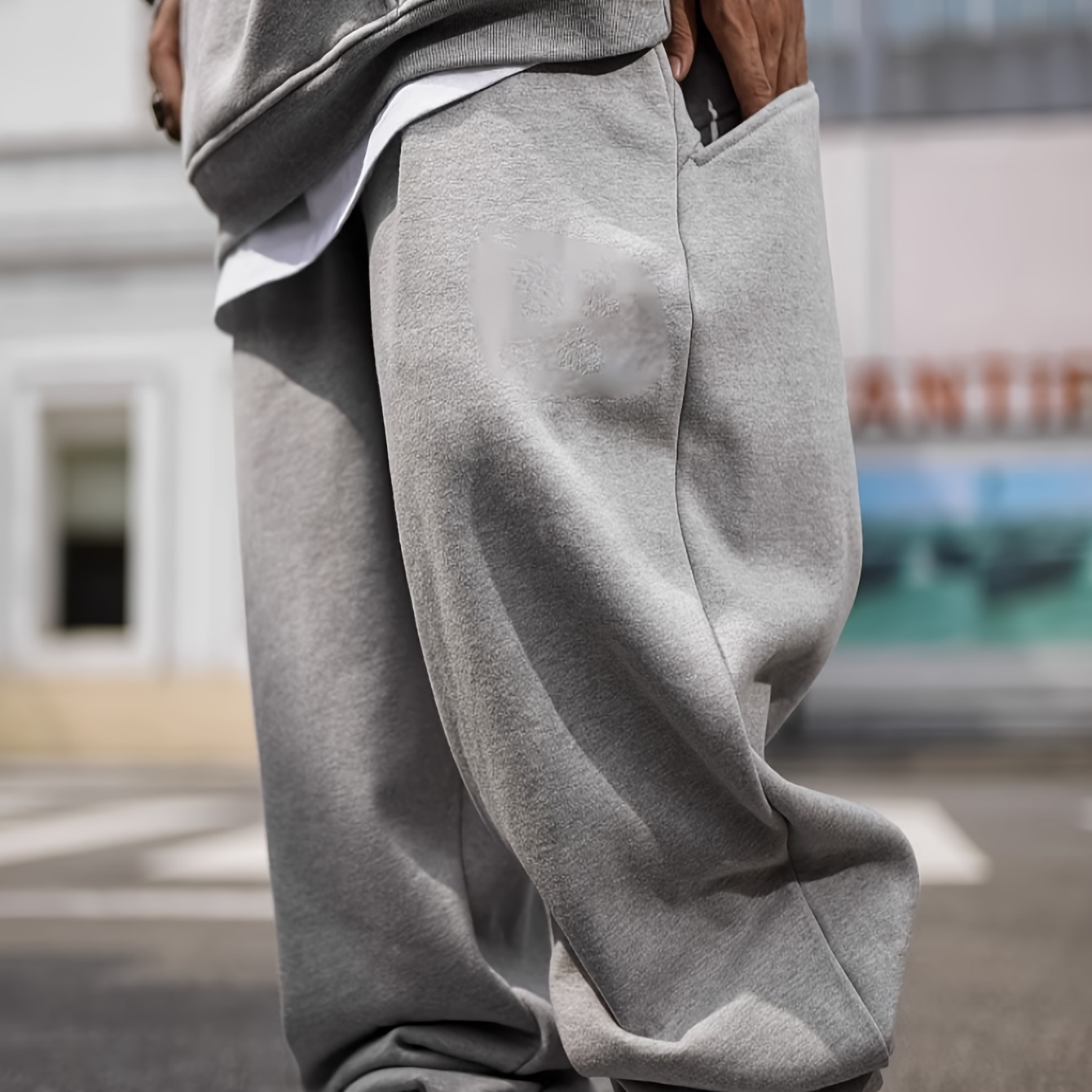 

Men's Solid Baggy Joggers For Outdoor, Hip Hop Fashion Trousers, Streetwear