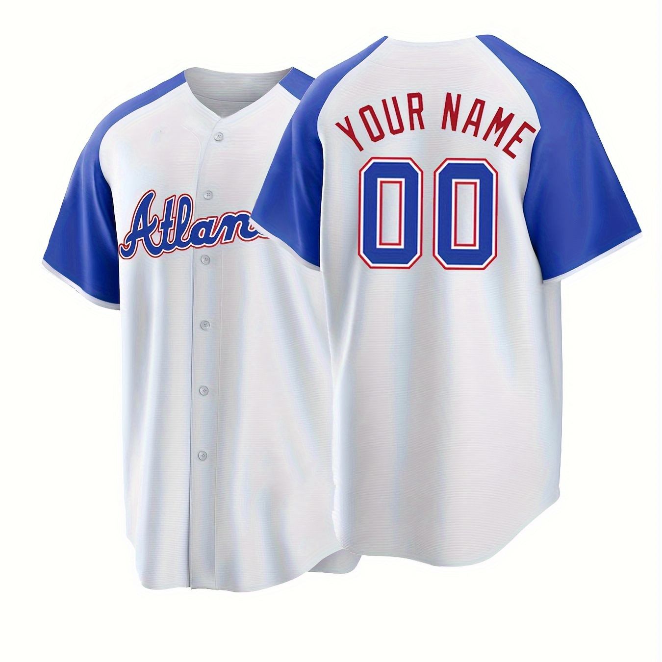 

Customized Name And Number Embroidery, Men's Color Block V-neck Baseball Jersey, Daily Outdoor Leisure Sports Shirt