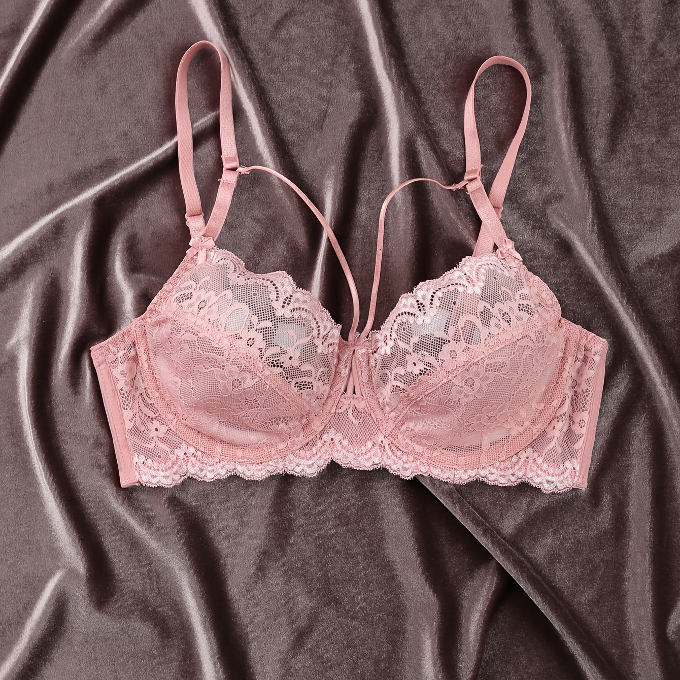 

Floral Lace Thin Bra, Sexy Cut-out Strappy Sheer Bra, Women's Lingerie & Underwear