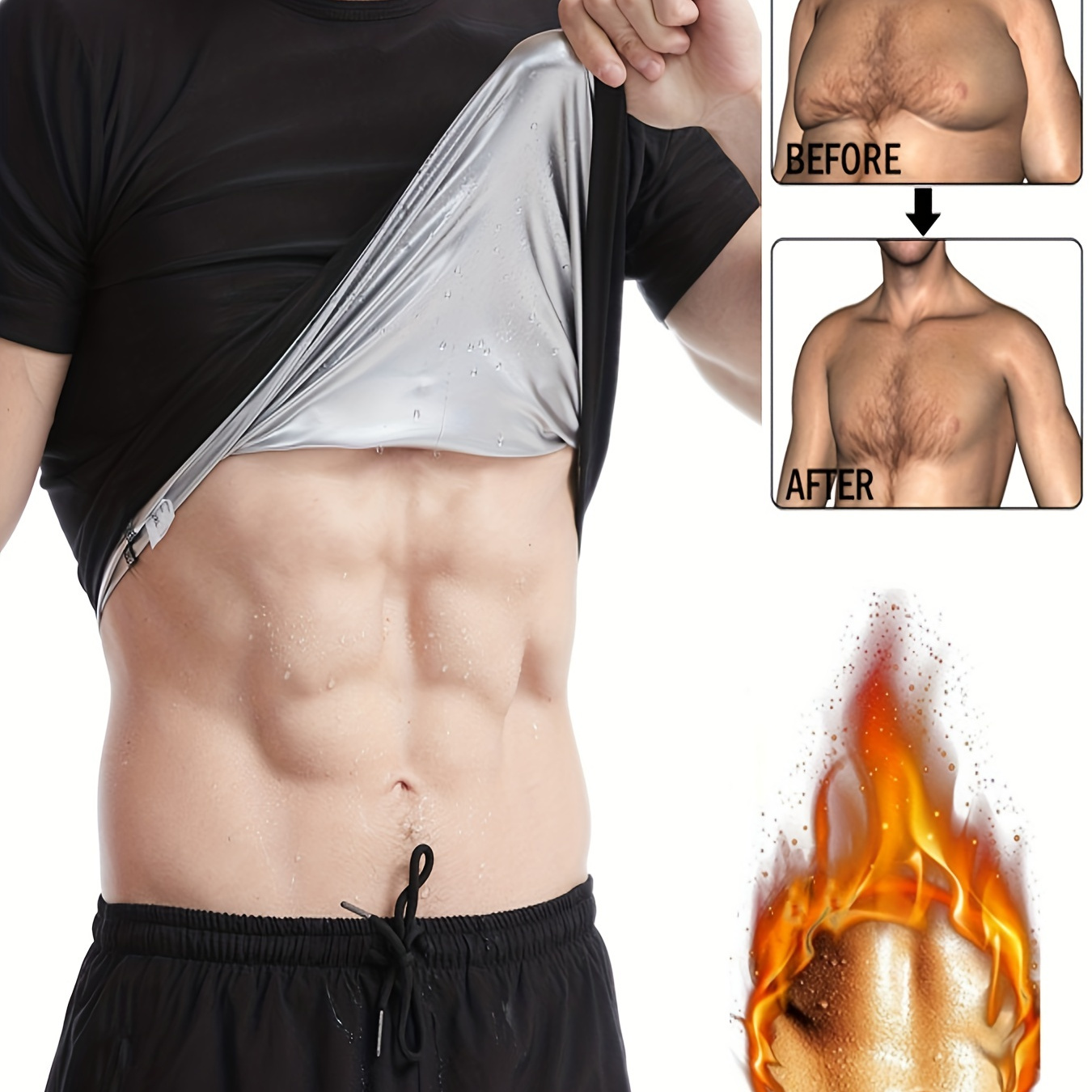 Men's Tight Fit Sauna Sweat Workout Crew Neck T shirts Body - Temu