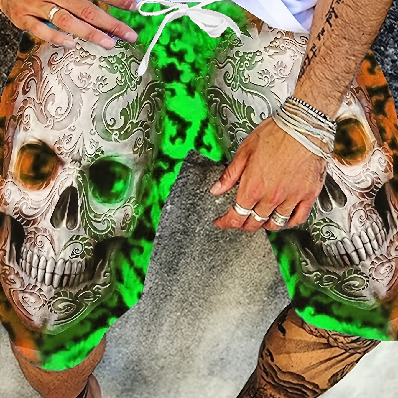 Mens skull hot sale swim trunks